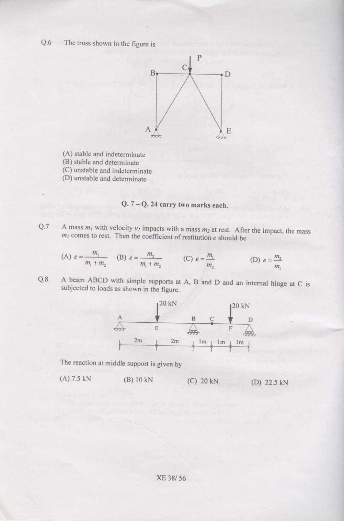 GATE 2007 Engineering Sciences (XE) Question Paper with Answer Key - Page 38