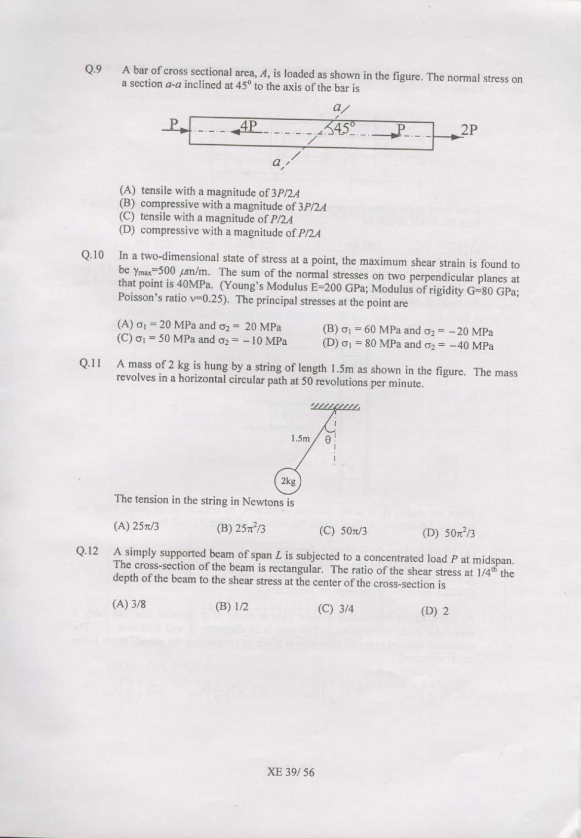 GATE 2007 Engineering Sciences (XE) Question Paper with Answer Key - Page 39