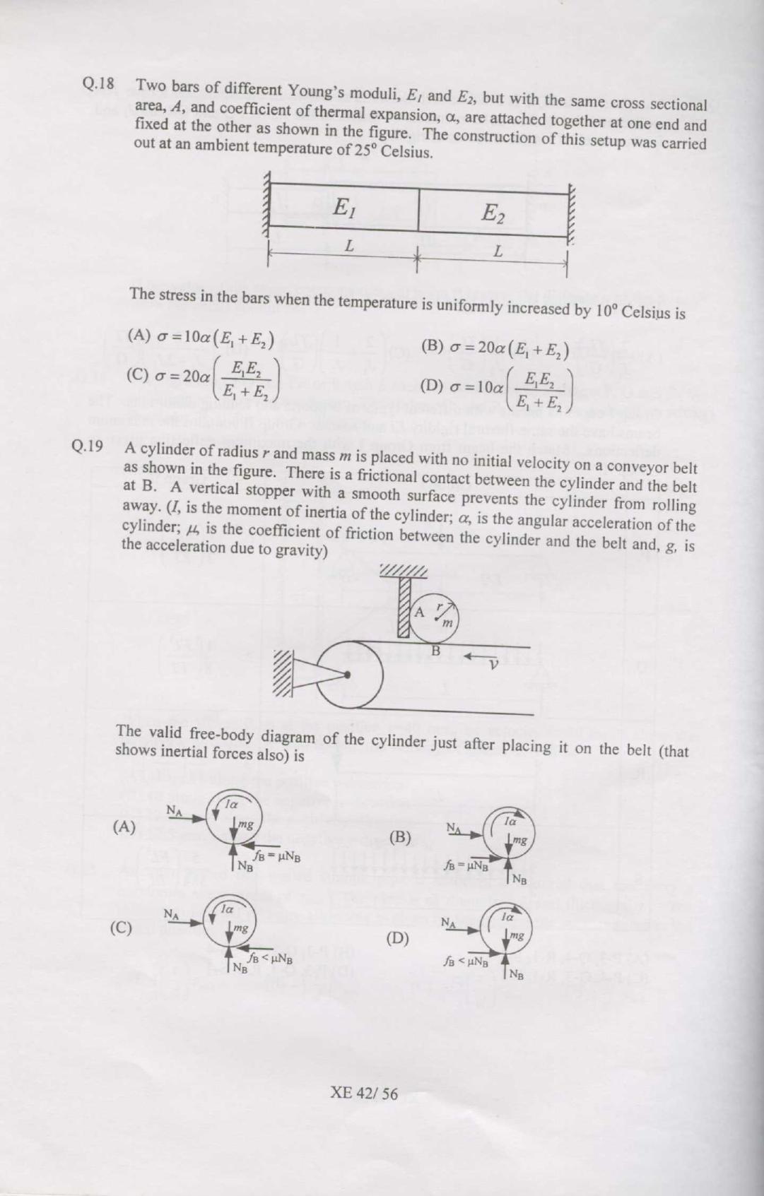 GATE 2007 Engineering Sciences (XE) Question Paper with Answer Key - Page 42