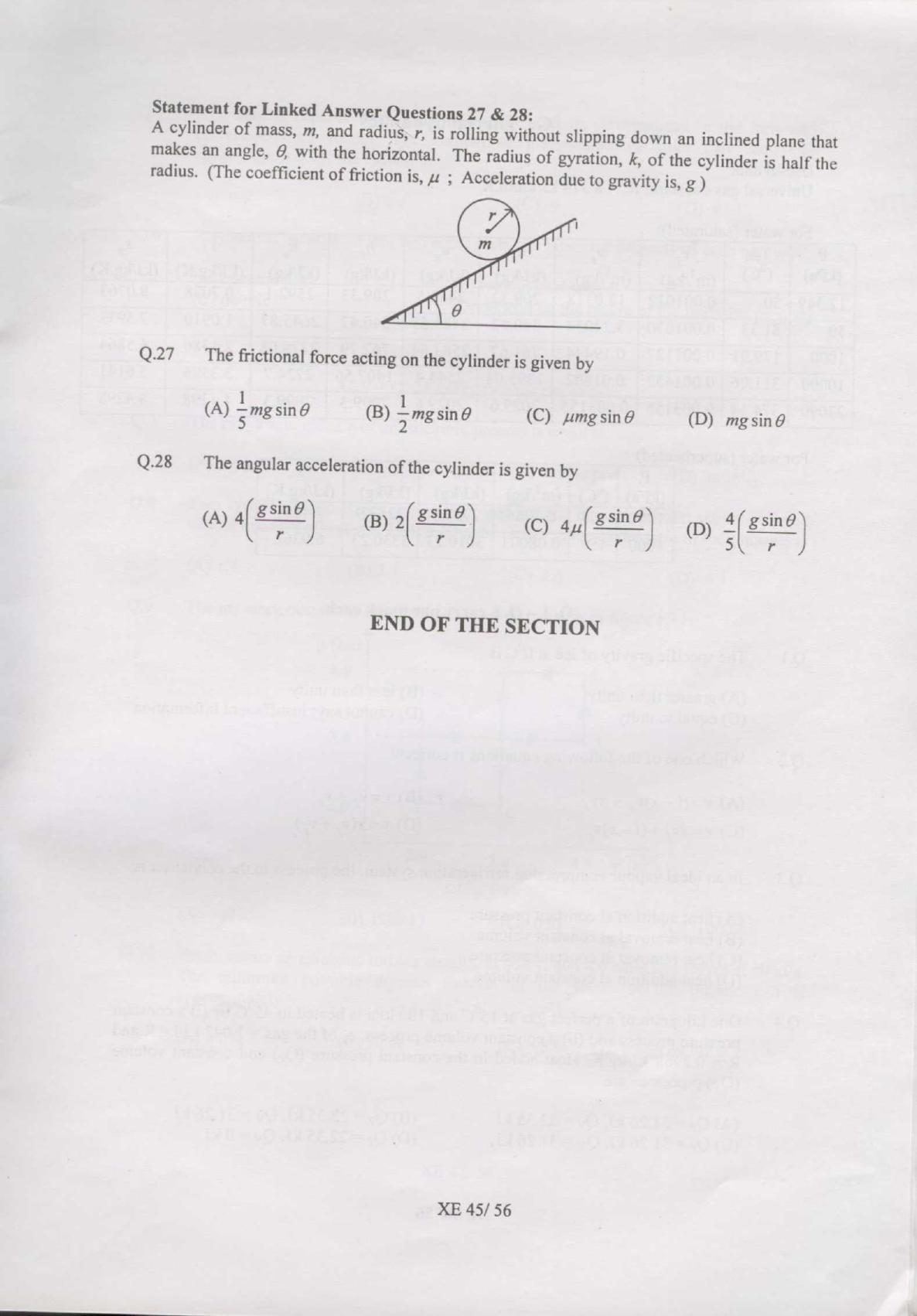 GATE 2007 Engineering Sciences (XE) Question Paper with Answer Key - Page 45