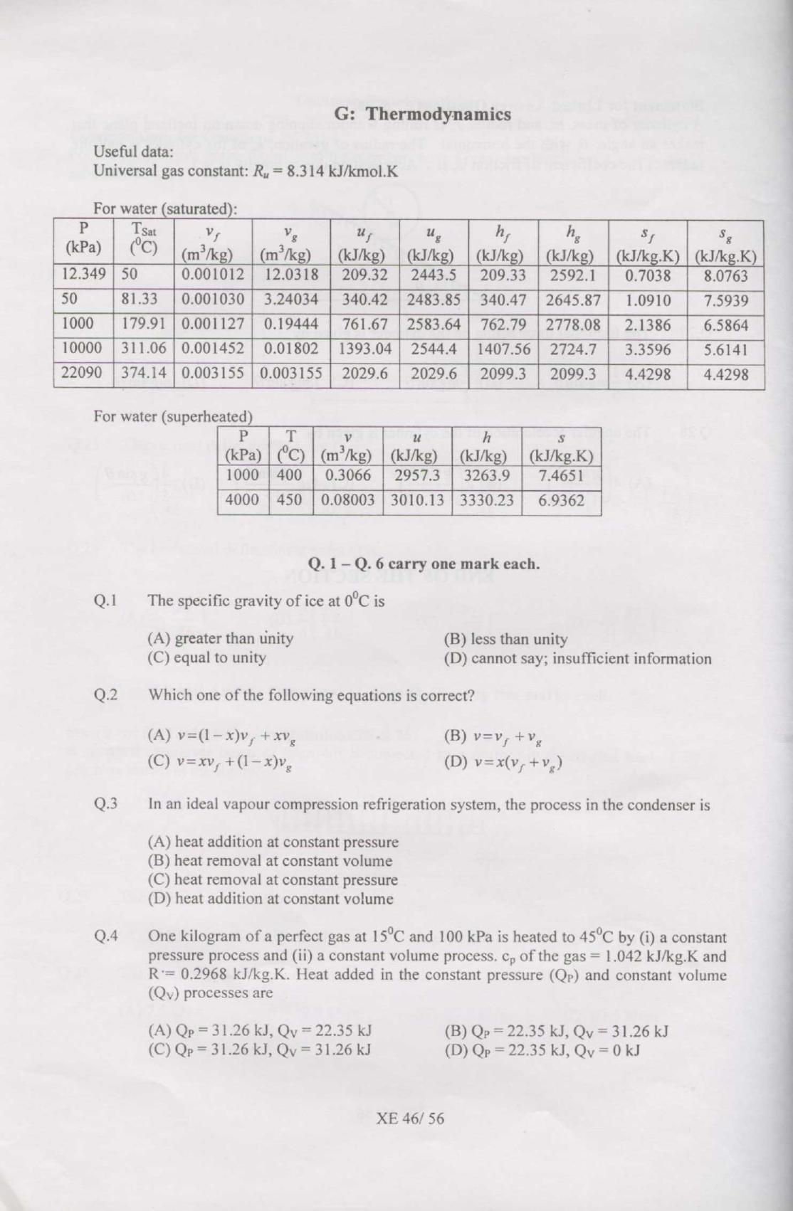 GATE 2007 Engineering Sciences (XE) Question Paper with Answer Key - Page 46