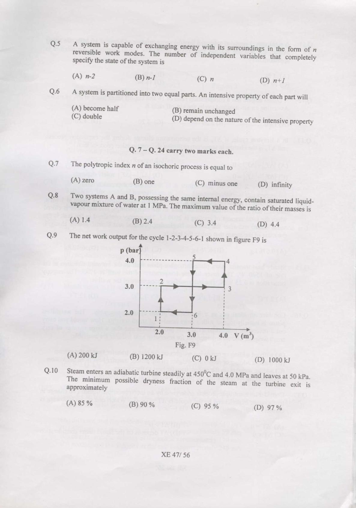 GATE 2007 Engineering Sciences (XE) Question Paper with Answer Key - Page 47