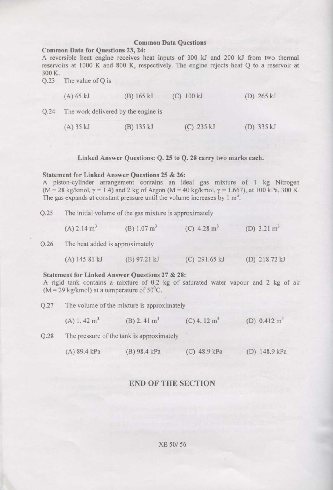 GATE 2007 Engineering Sciences (XE) Question Paper with Answer Key - Page 50