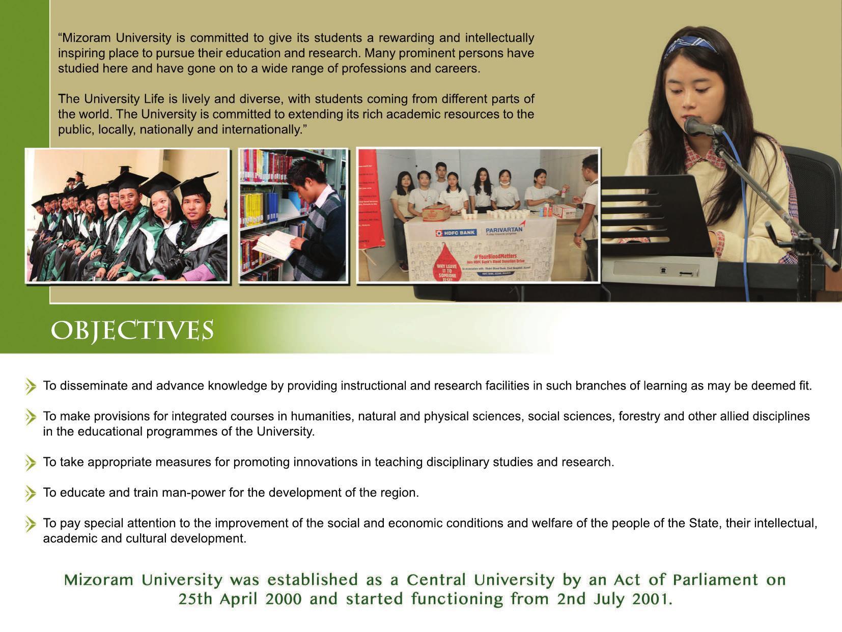 Mizoram University, Aizawl 2021-22 (Prospectus) - Page 2