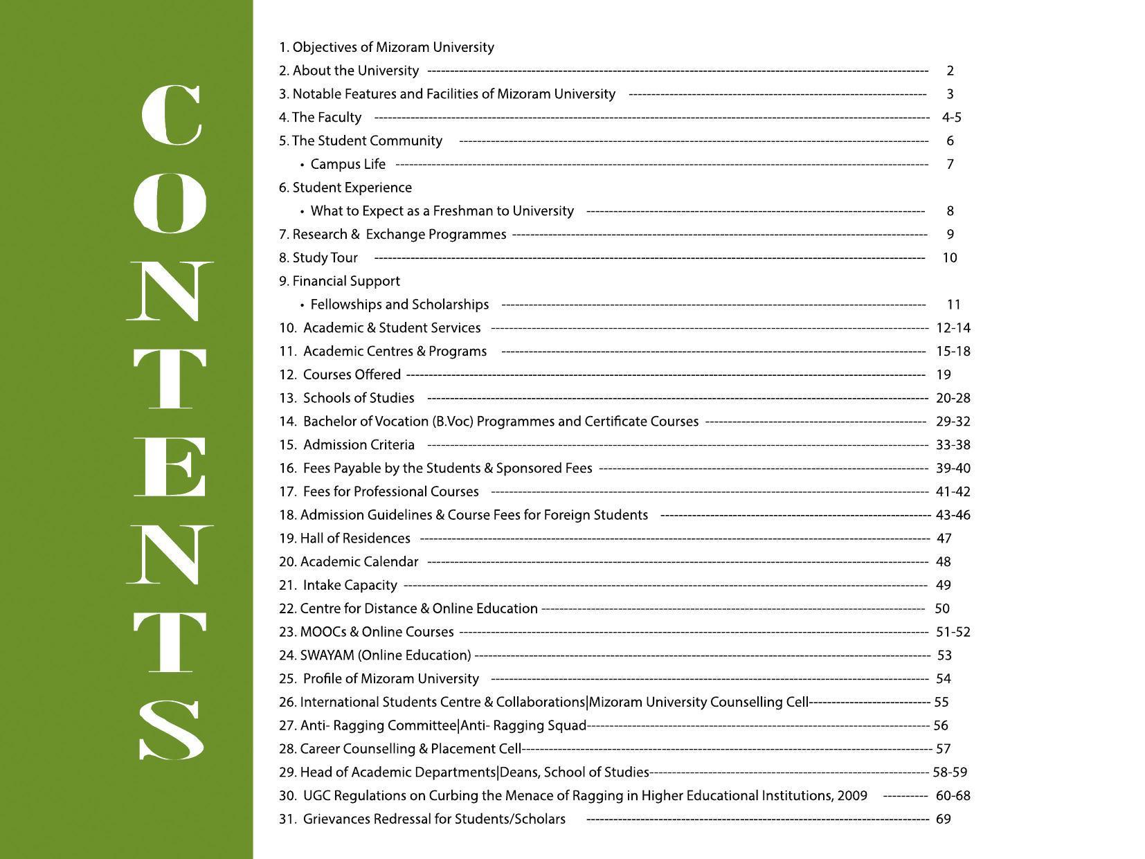 Mizoram University, Aizawl 2021-22 (Prospectus) - Page 3