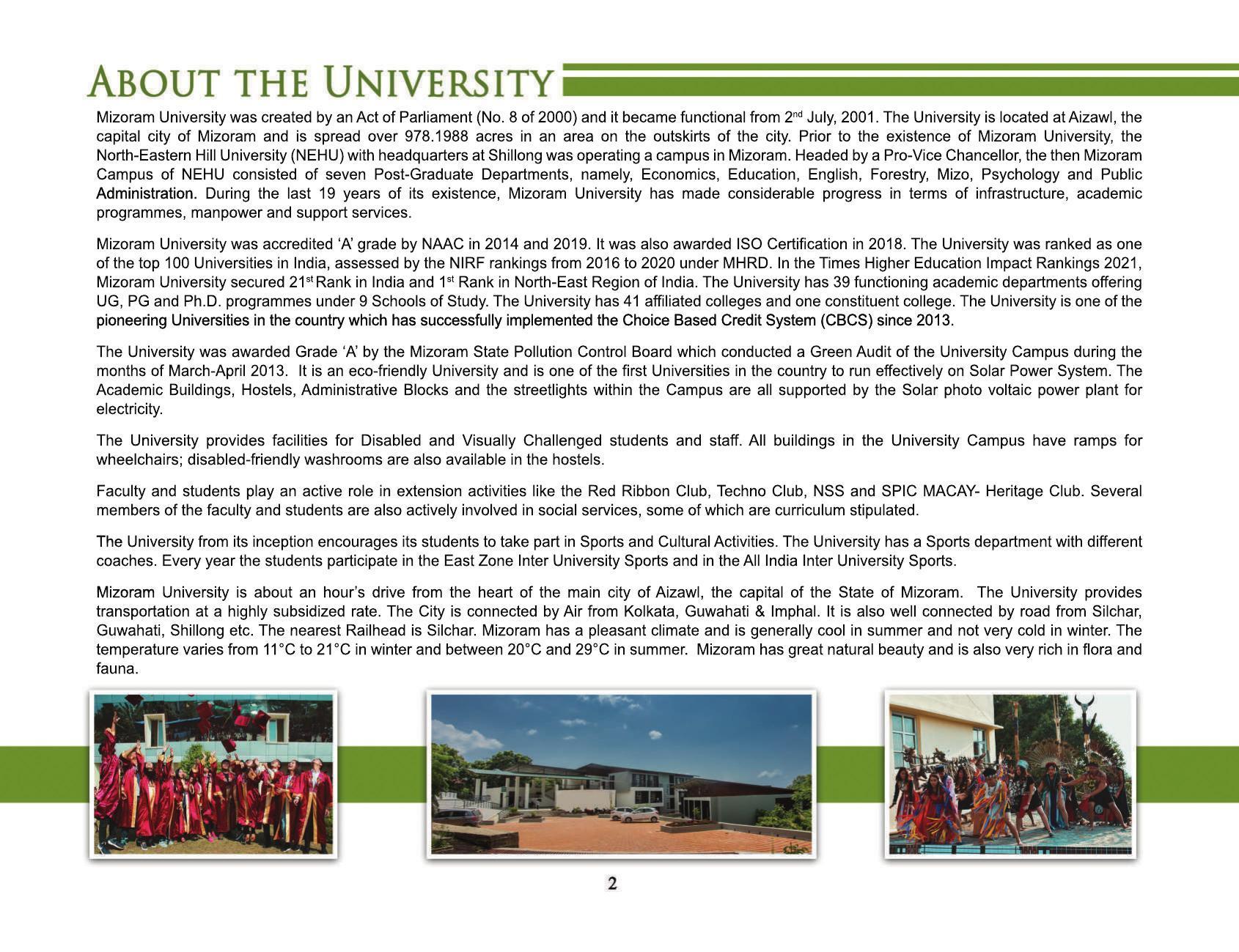Mizoram University, Aizawl 2021-22 (Prospectus) - Page 4
