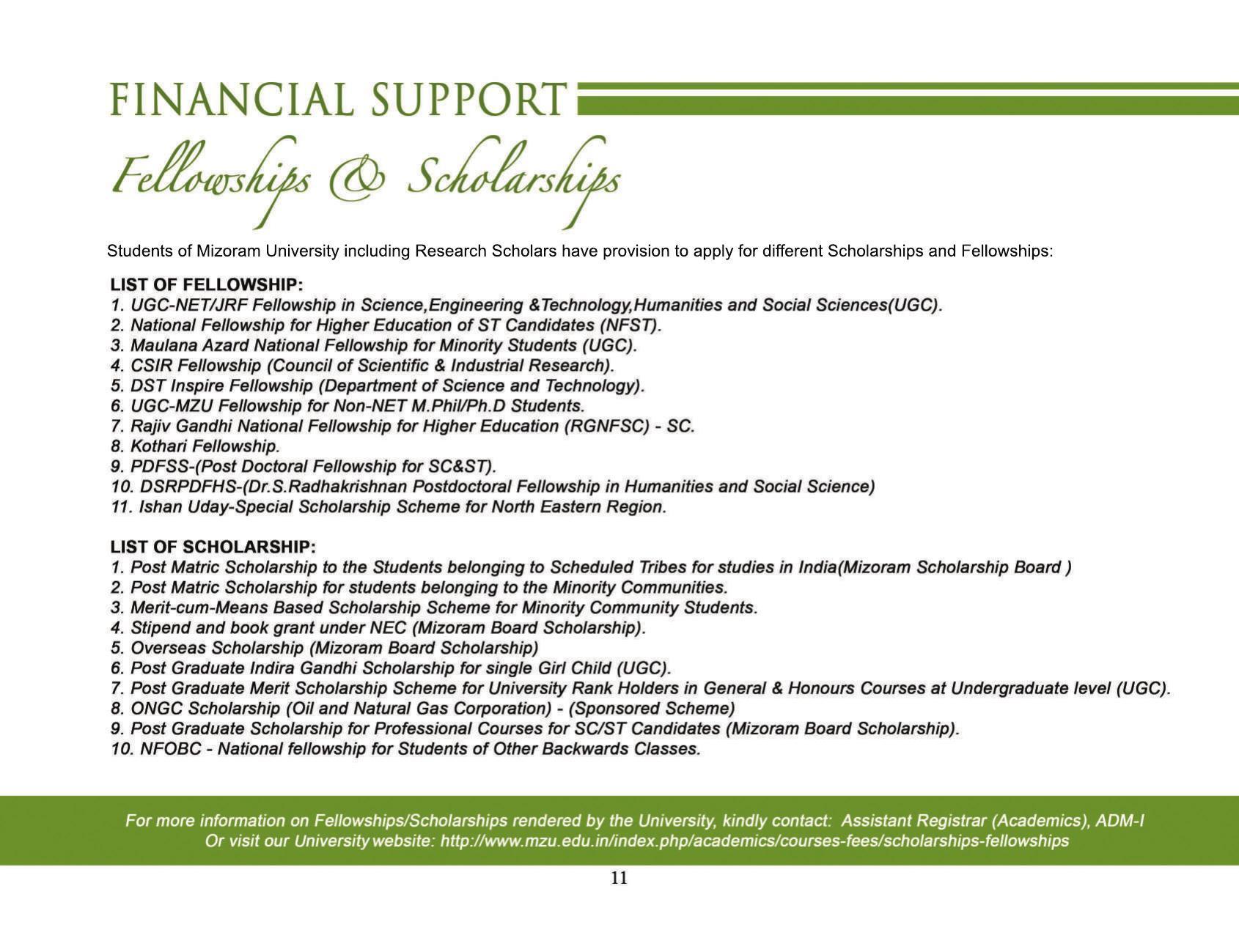 Mizoram University, Aizawl 2021-22 (Prospectus) - Page 13