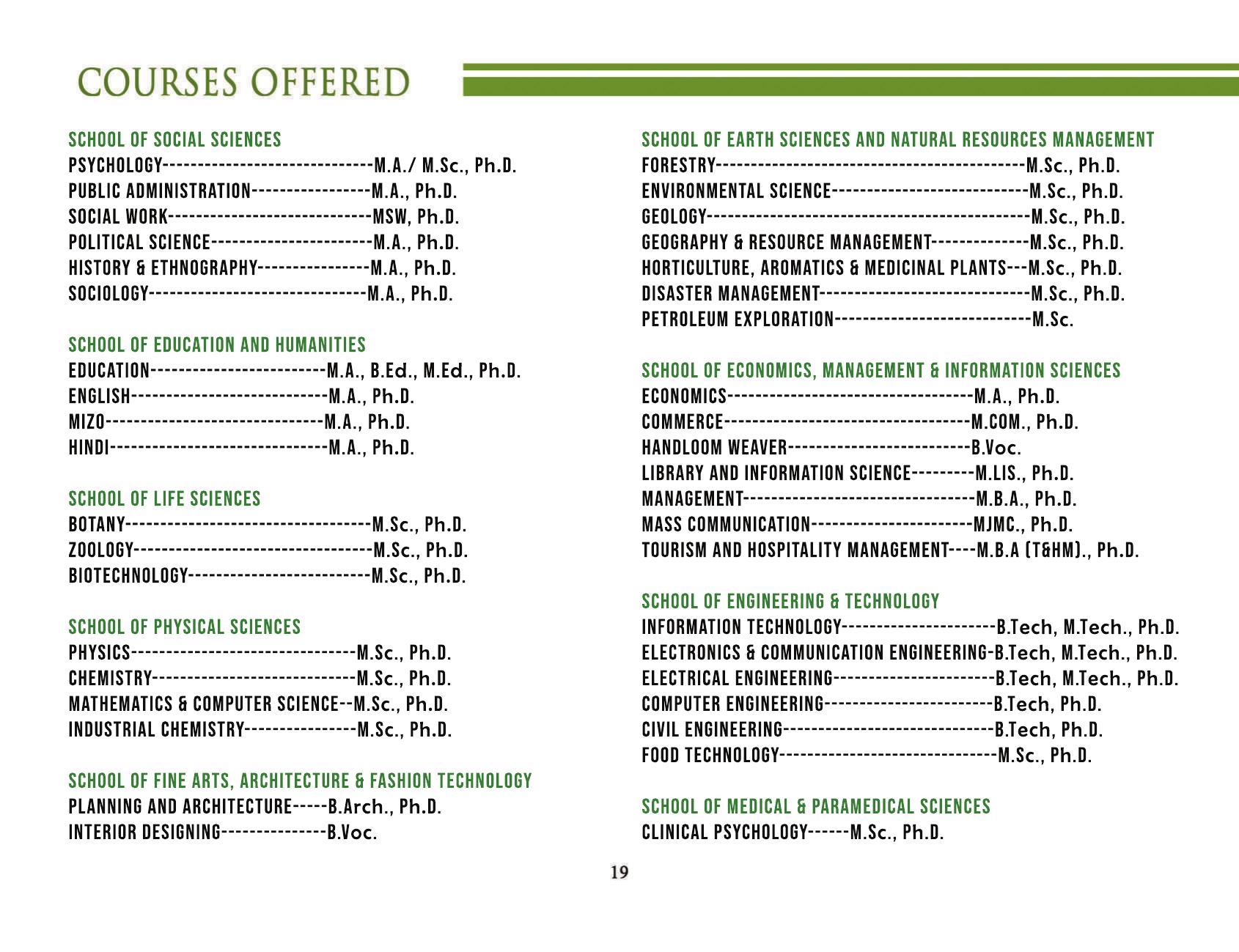 Mizoram University, Aizawl 2021-22 (Prospectus) - Page 21