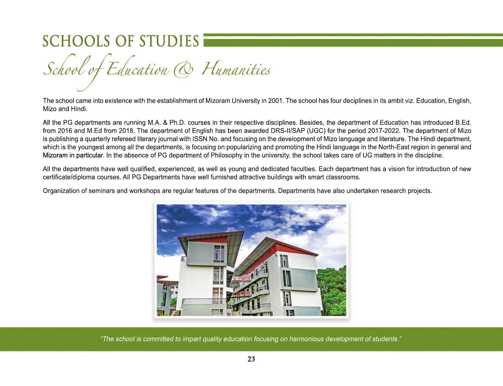 Mizoram University, Aizawl 2021-22 (Prospectus) - Page 25