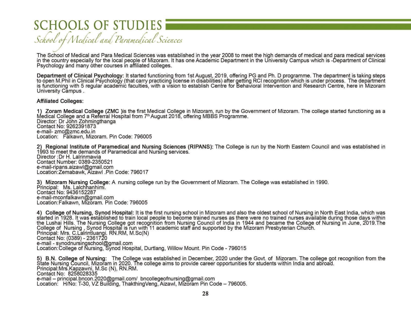 Mizoram University, Aizawl 2021-22 (Prospectus) - Page 30