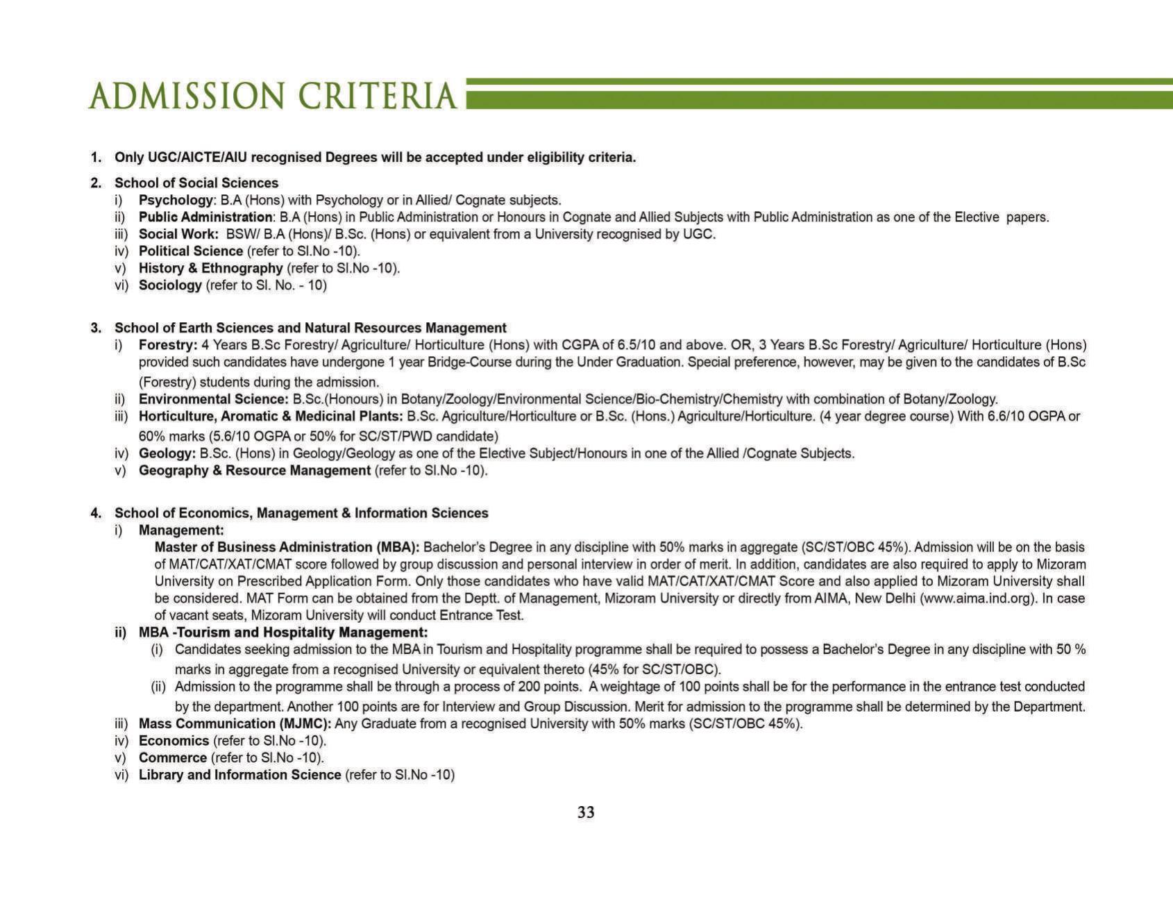 Mizoram University, Aizawl 2021-22 (Prospectus) - Page 35