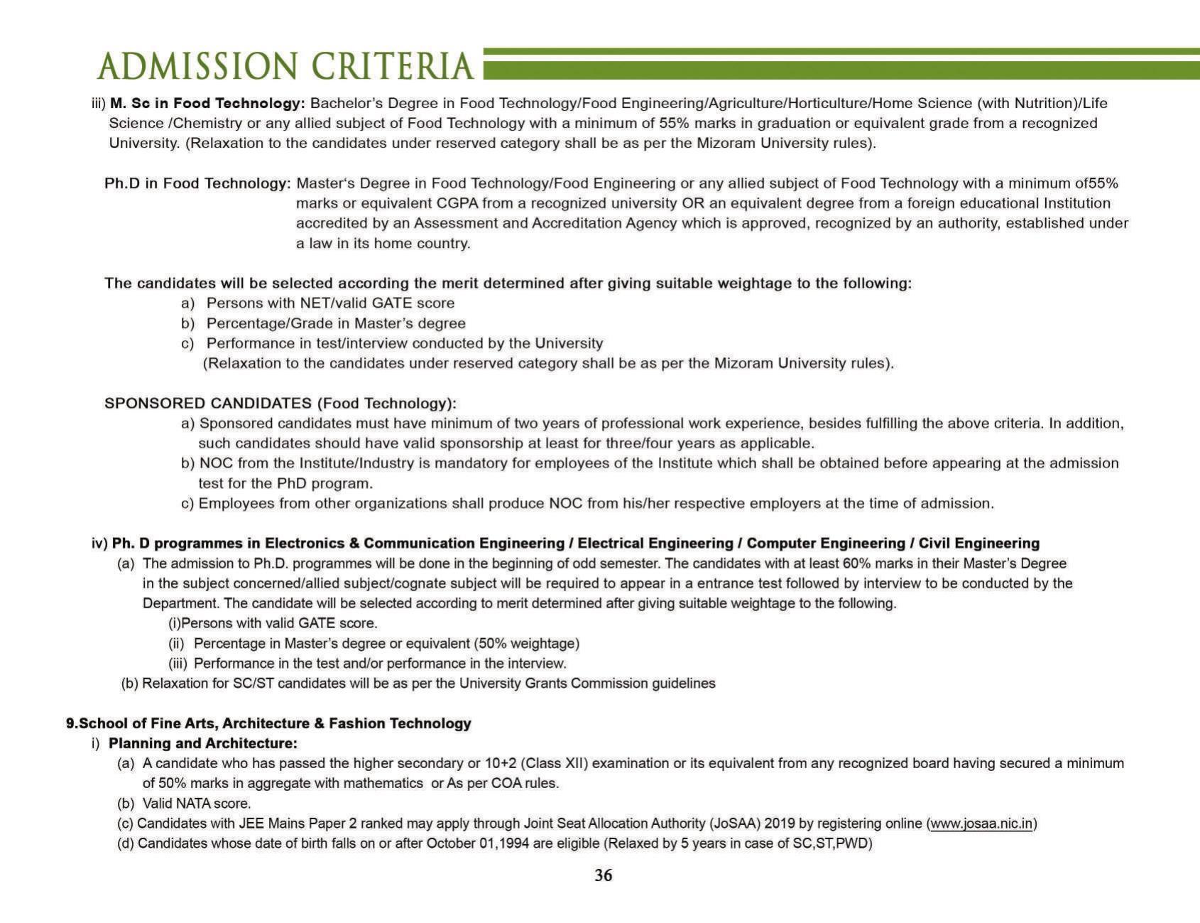 Mizoram University, Aizawl 2021-22 (Prospectus) - Page 38