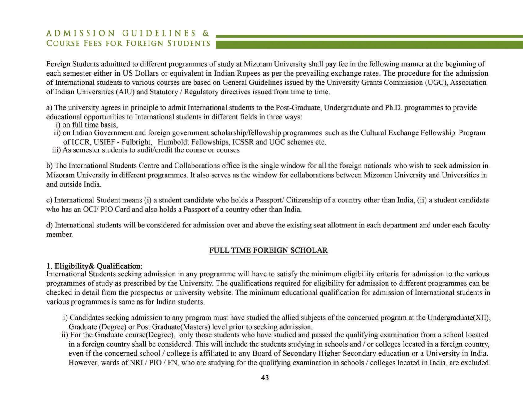 Mizoram University, Aizawl 2021-22 (Prospectus) - Page 45
