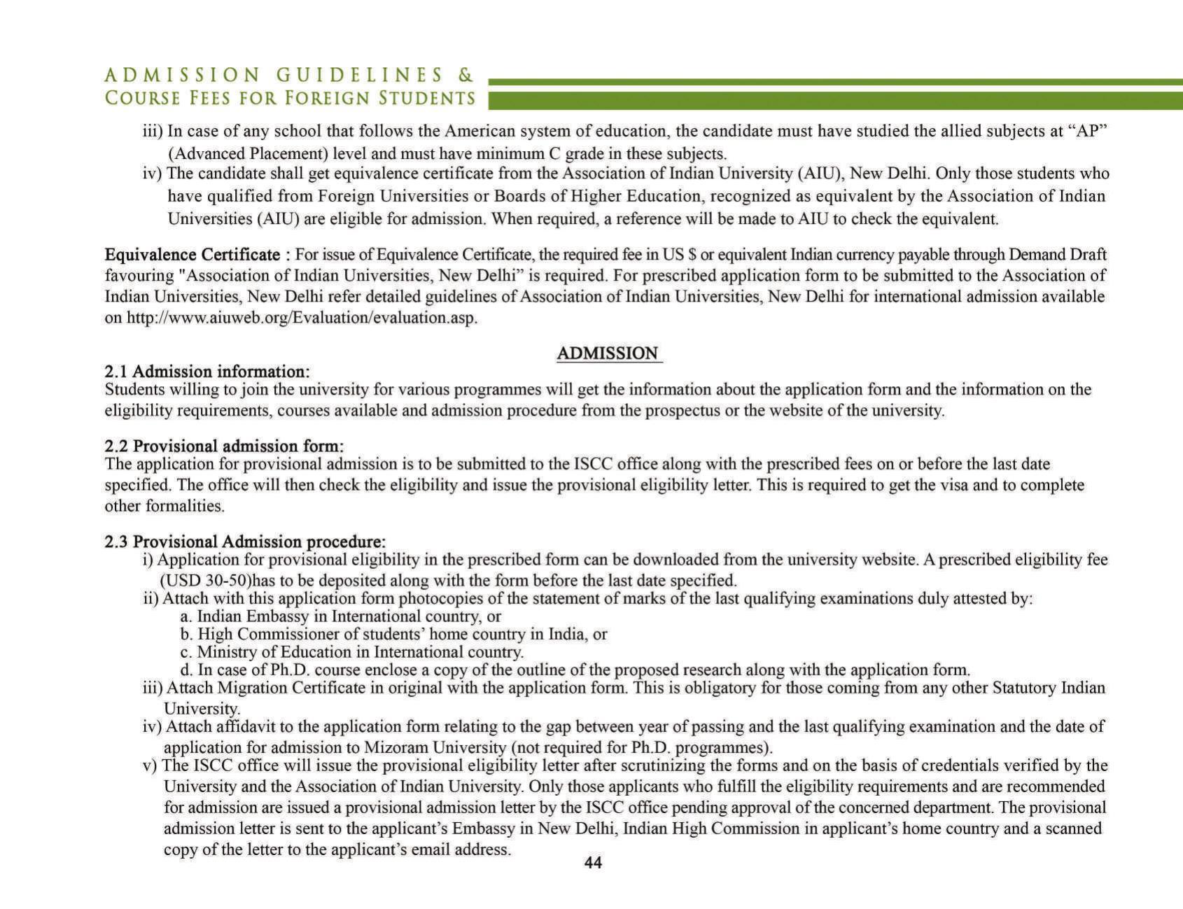 Mizoram University, Aizawl 2021-22 (Prospectus) - Page 46