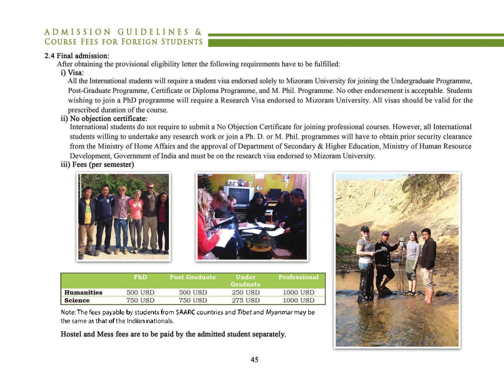 Mizoram University, Aizawl 2021-22 (Prospectus) - Page 47