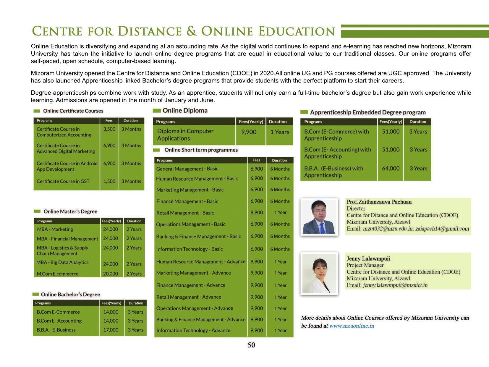 Mizoram University, Aizawl 2021-22 (Prospectus) - Page 52