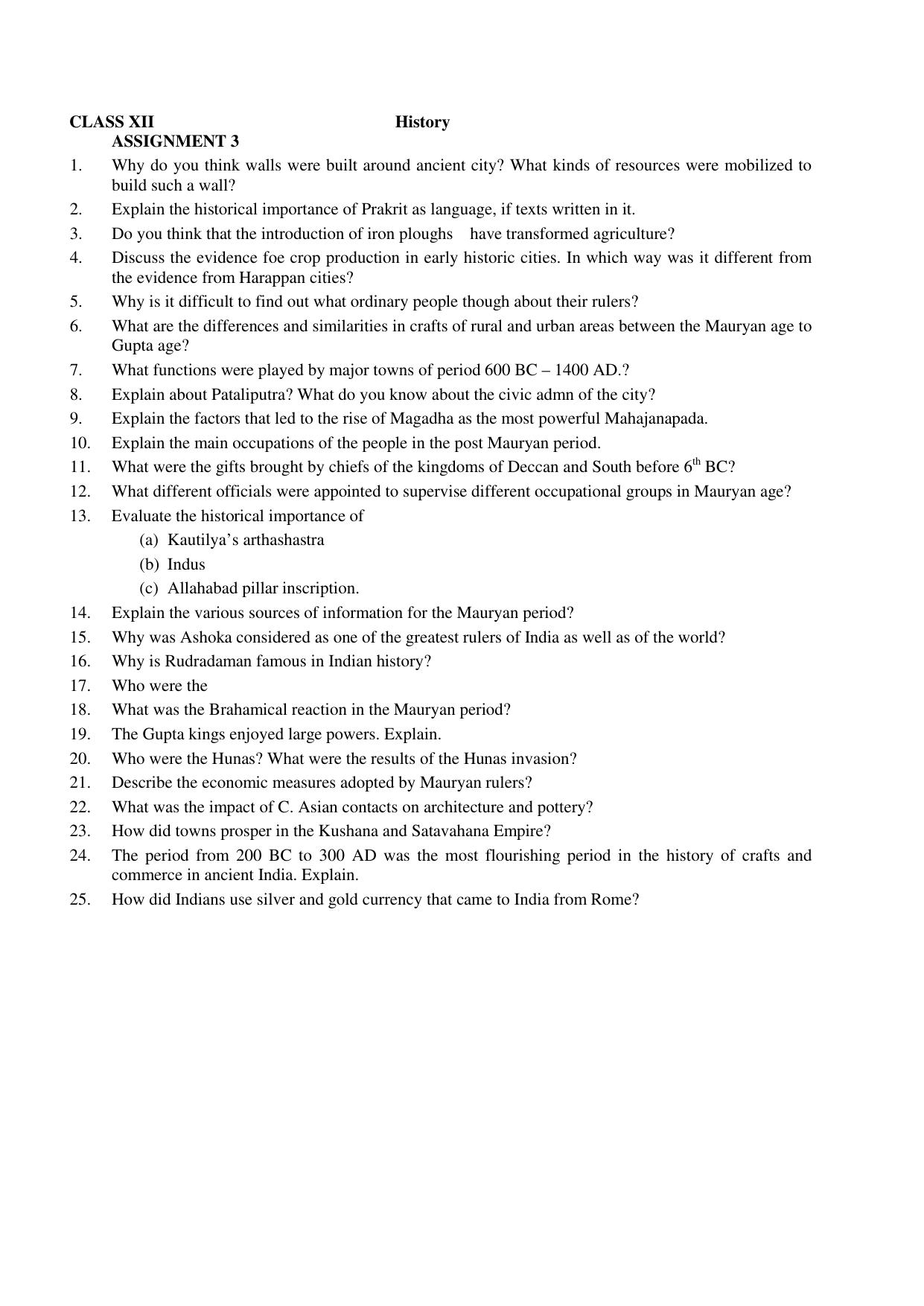 CBSE Worksheets for Class 12 History Assignment 4 - Page 1