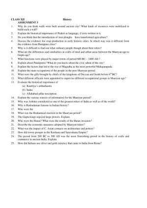 CBSE Worksheets for Class 12 History Assignment 4