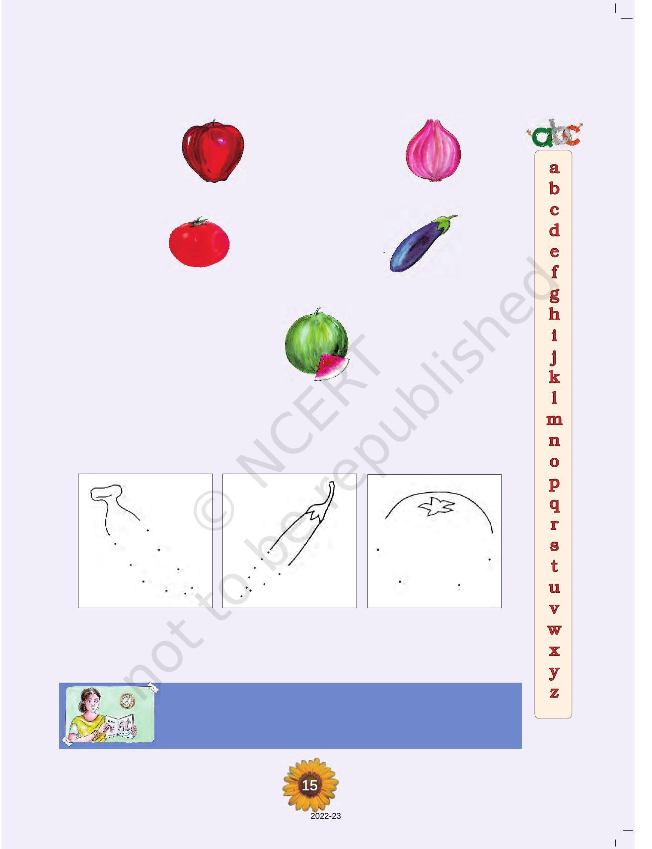 NCERT Book for Class 1 English (Raindrop):Unit 7-Fruits And Vegetable - Page 3
