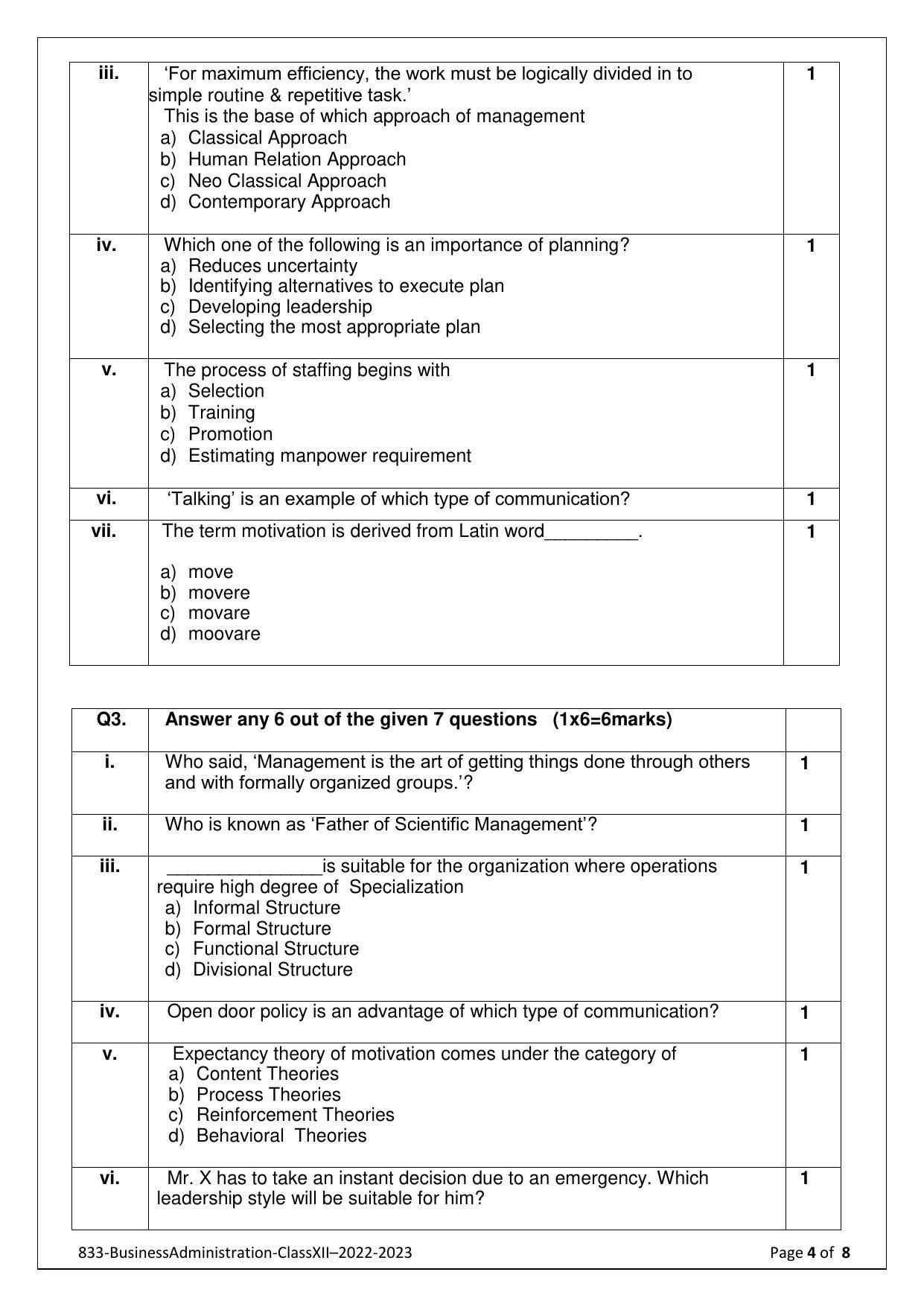CBSE Class 12 Business Administration (Skill Education) Sample Papers 2023 - Page 4