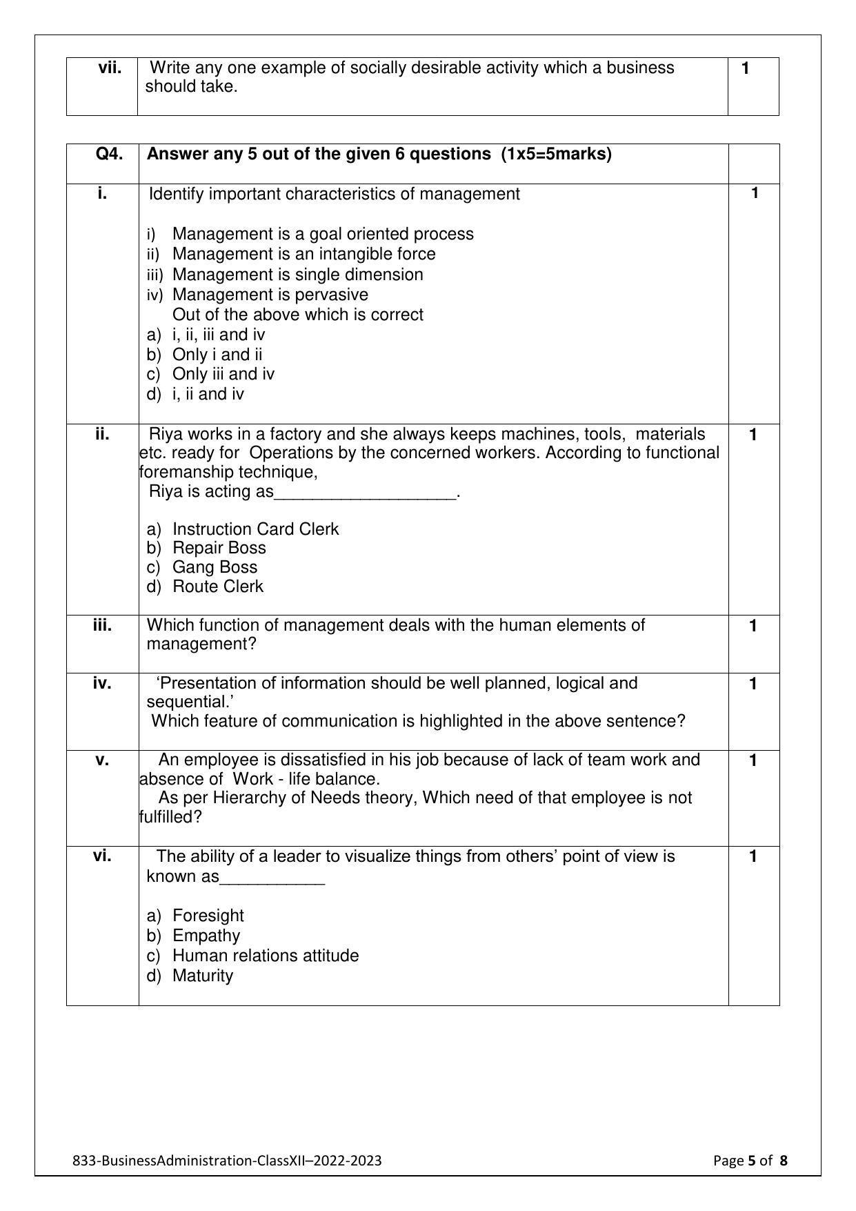 CBSE Class 12 Business Administration (Skill Education) Sample Papers 2023 - Page 5