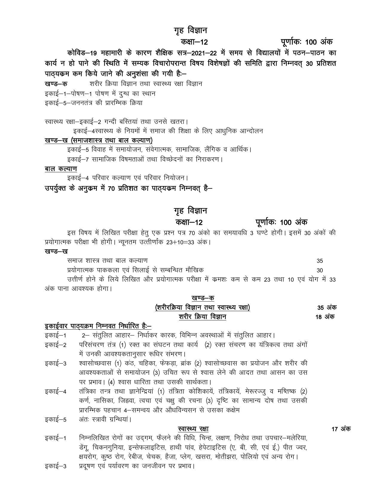 UP Board Class 12 Syllabus Human Science - Page 1