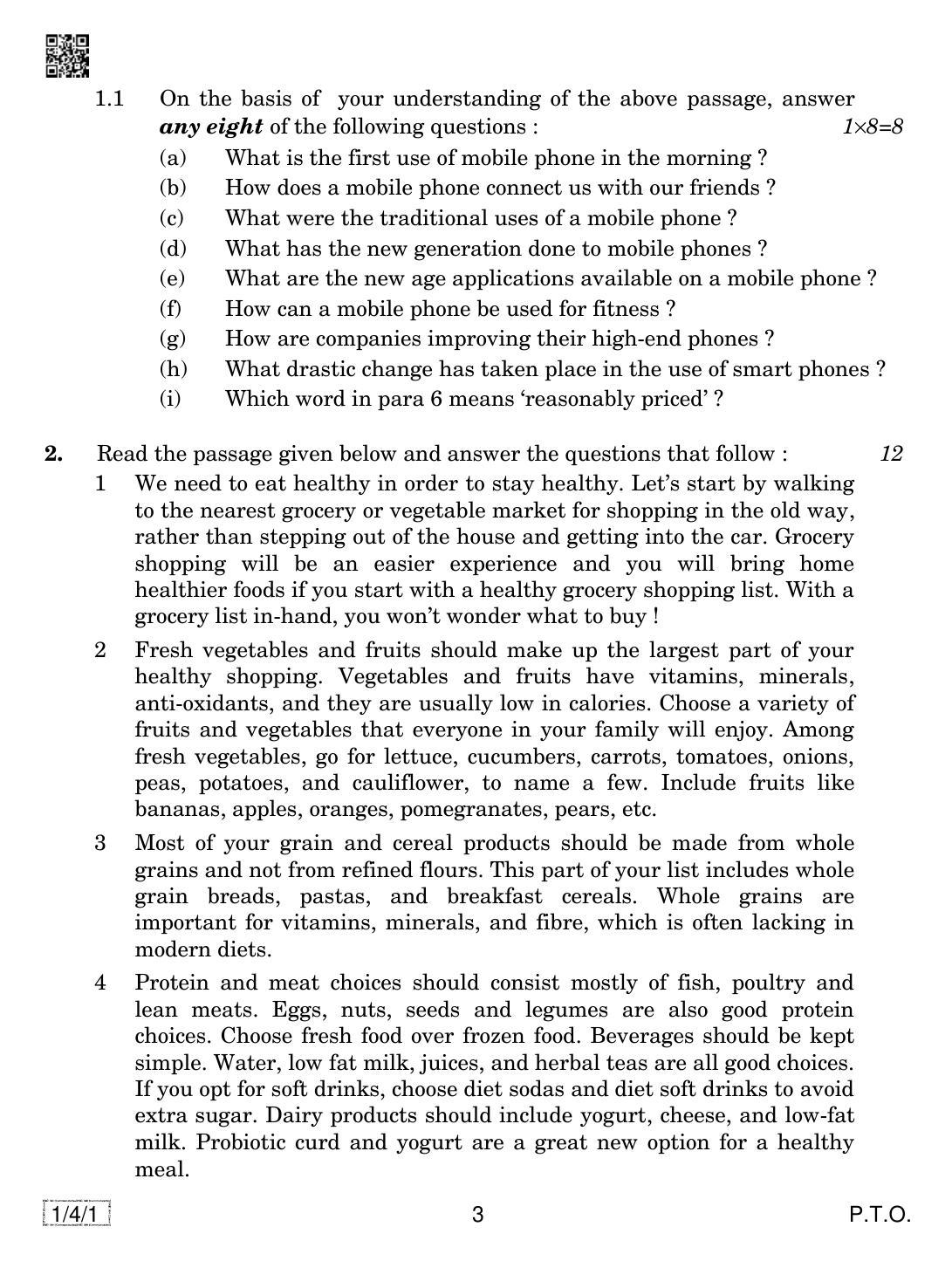 CBSE Class 10 1-4-1 ENGLISH COMMUNICATIVE 2019 Question Paper - Page 3