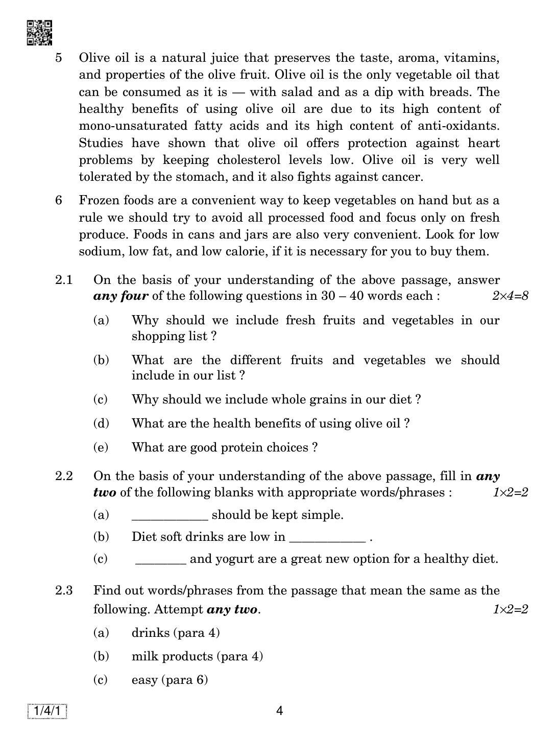 CBSE Class 10 1-4-1 ENGLISH COMMUNICATIVE 2019 Question Paper - Page 4