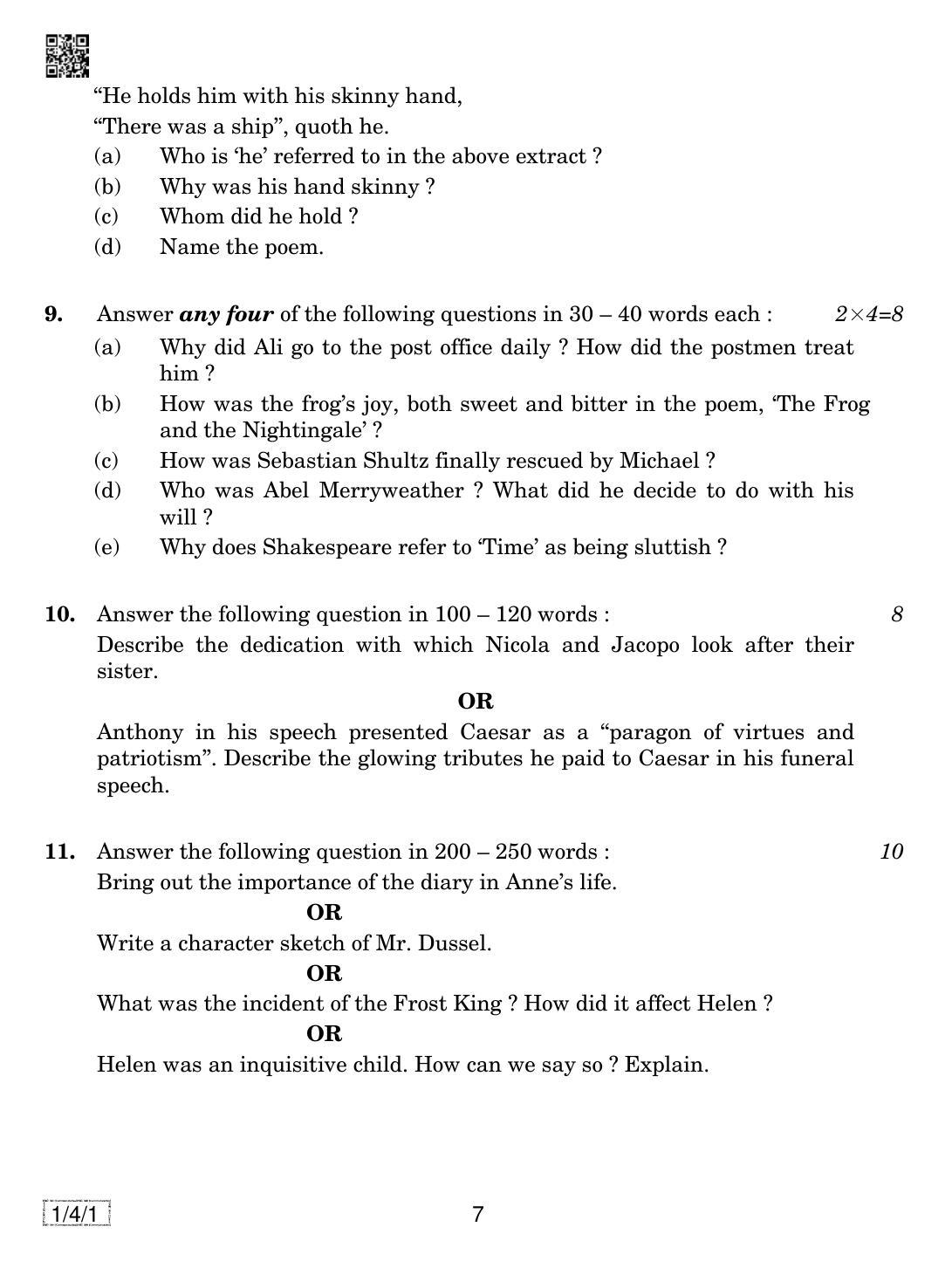 CBSE Class 10 1-4-1 ENGLISH COMMUNICATIVE 2019 Question Paper - Page 7