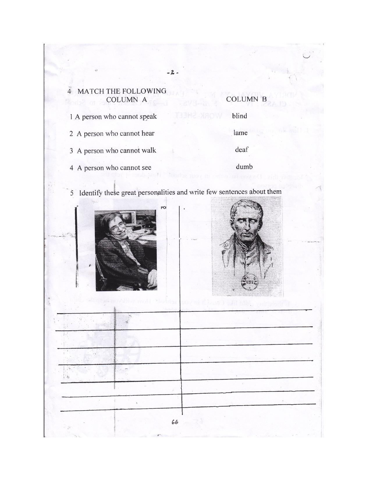 Worksheet for Class 4 Environmental Studies Chuskit Does to School Assignment - Page 2