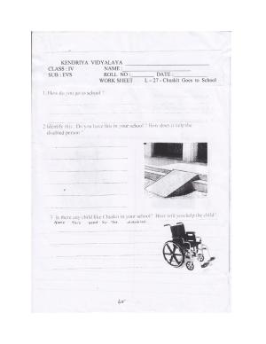 Worksheet for Class 4 Environmental Studies Chuskit Does to School Assignment