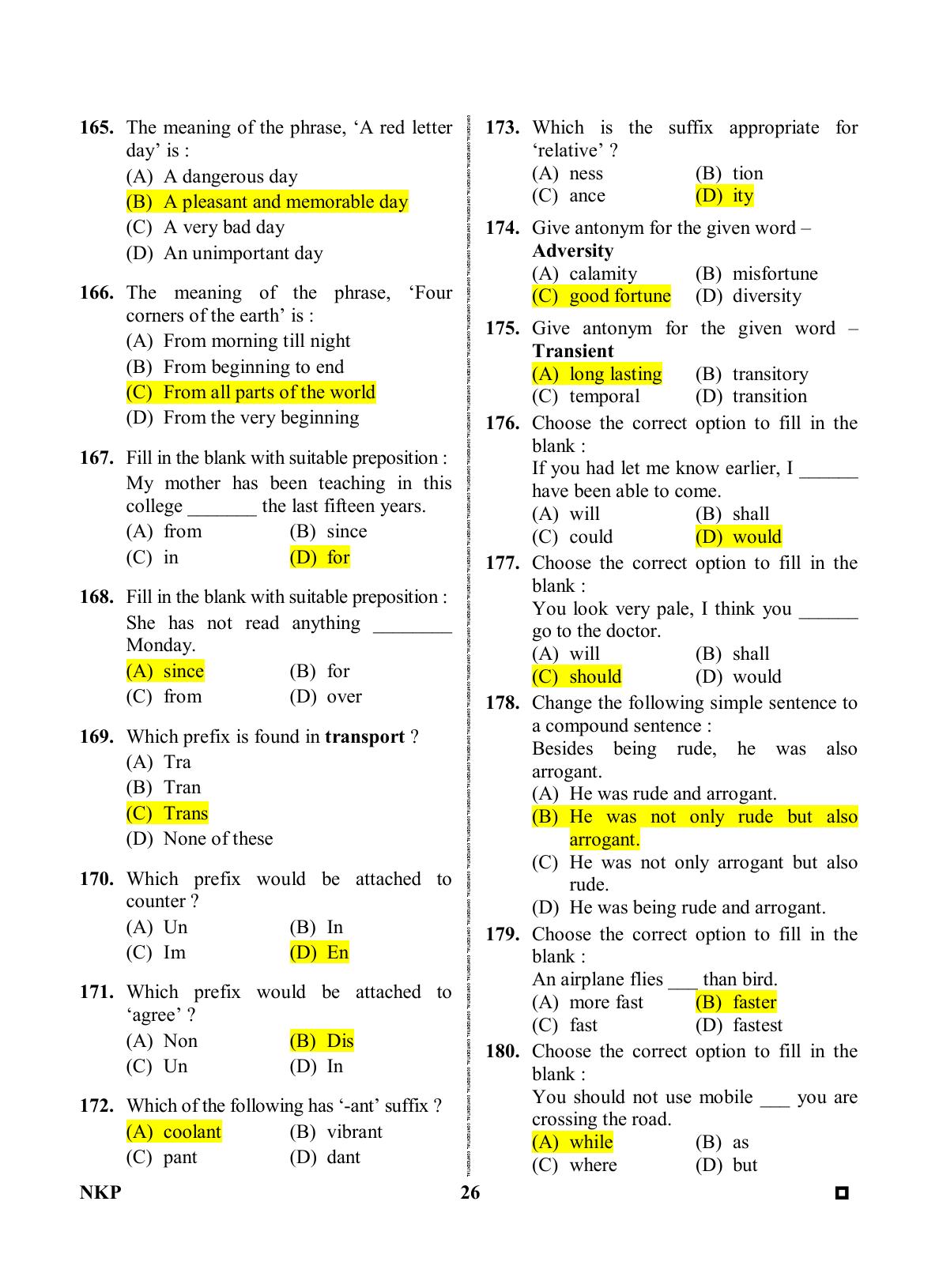 Rajasthan PTET 2023 Question Paper with Answer Key (For Integrated B.Ed) - Page 26