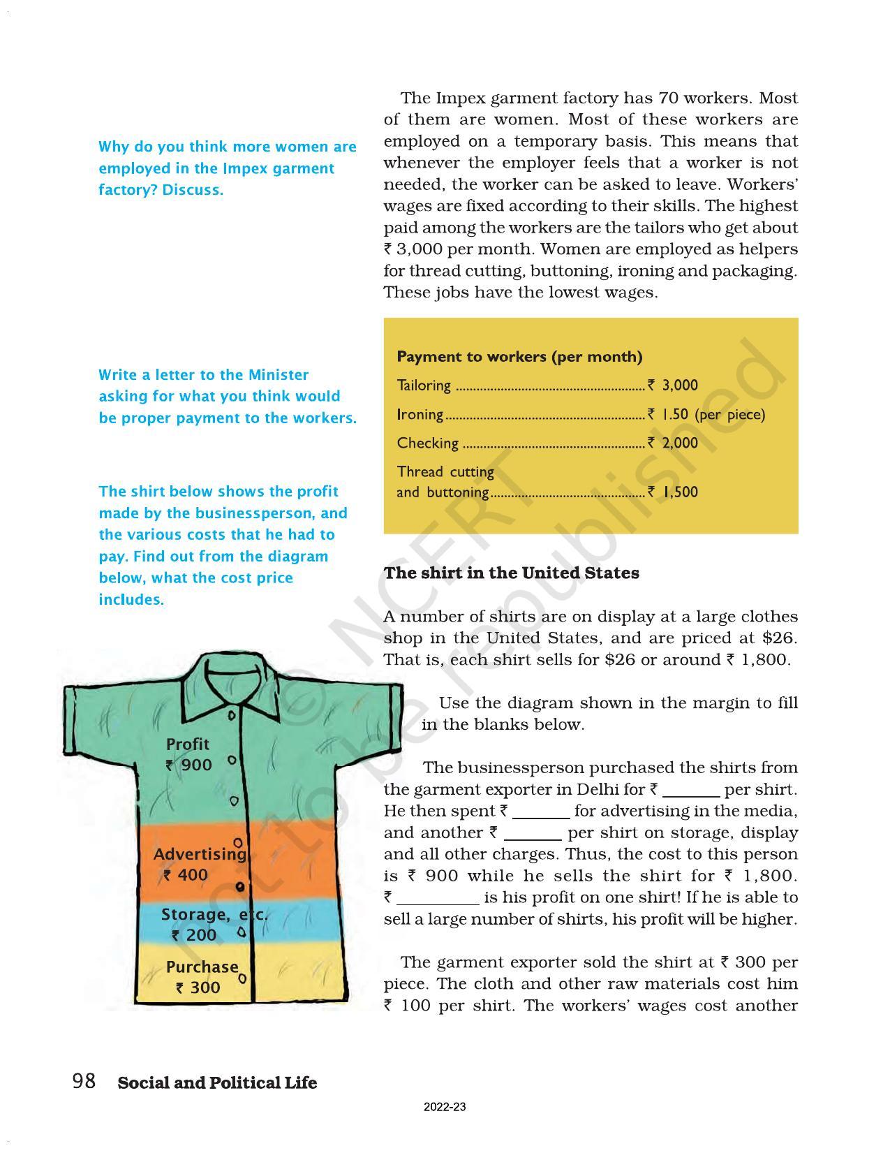 NCERT Book for Class 7 Social Science(Civics): Chapter 8-A Shirt in the Market - Page 7