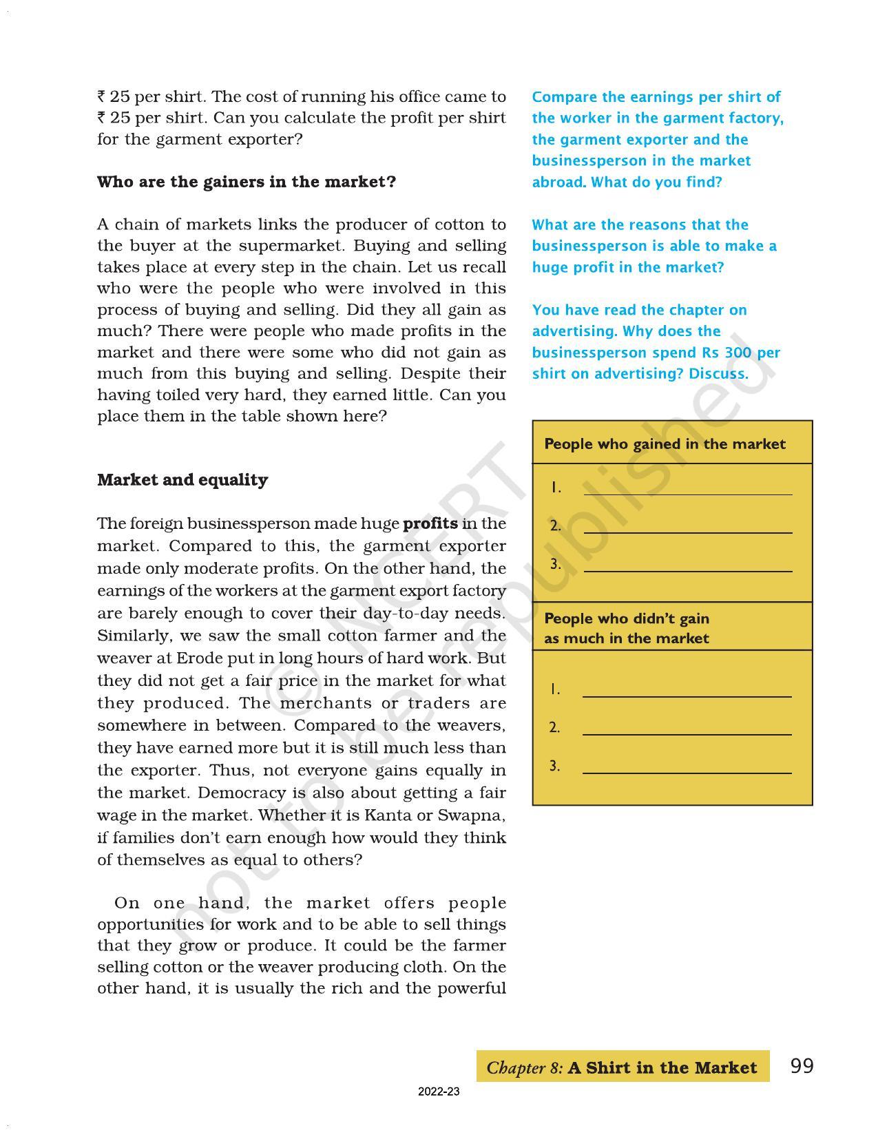 NCERT Book for Class 7 Social Science(Civics): Chapter 8-A Shirt in the Market - Page 8