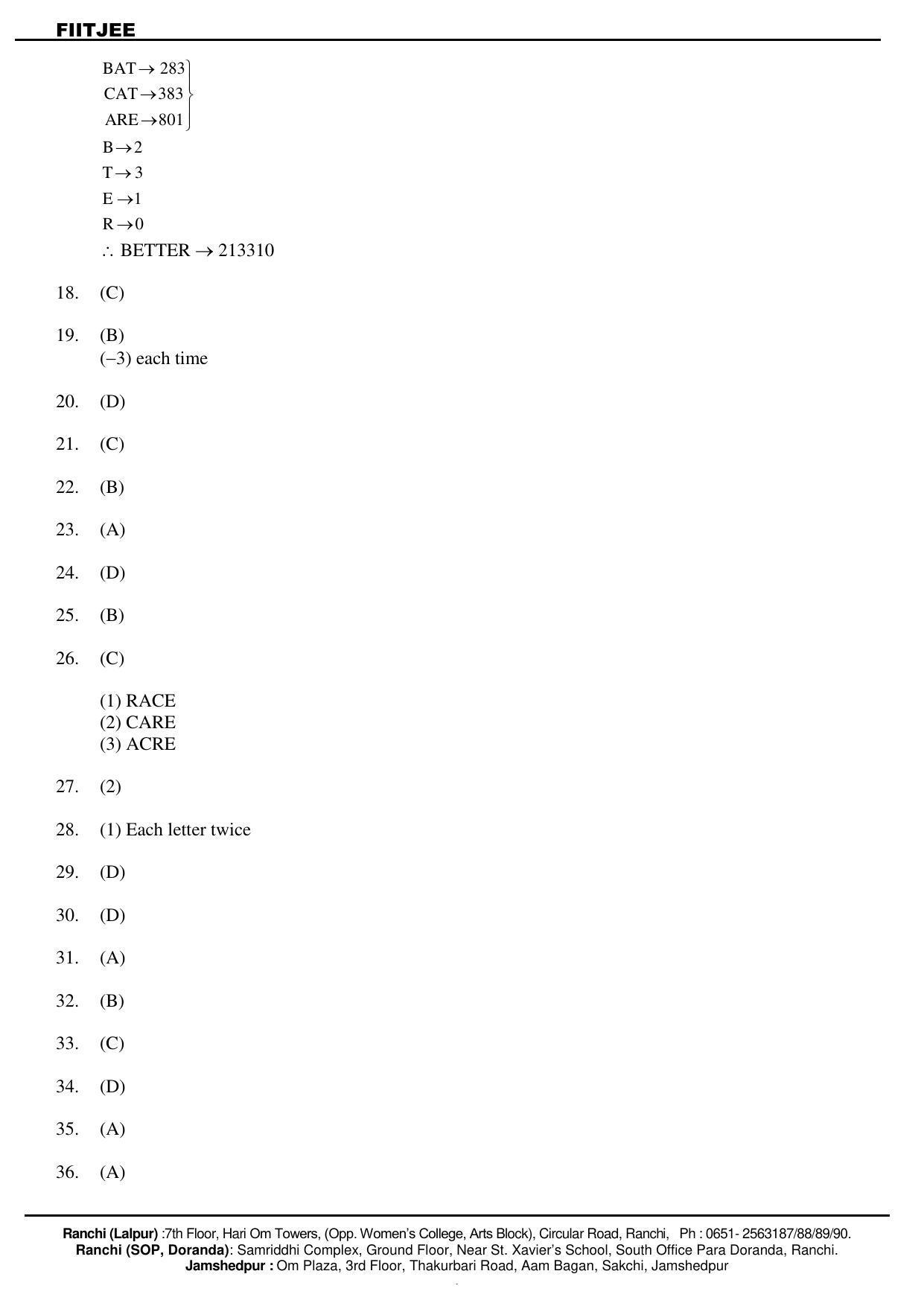 Jharkhand (JAC) NTSE 2019-20 MAT Answer Key & Notes - Page 3