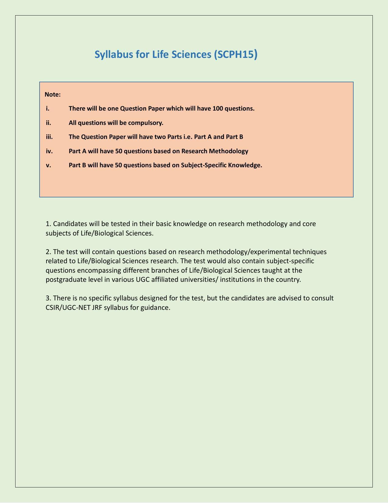 NTA PhD Entrance Exam Life Science/ Life Sciences Group – I-V Syllabus - Page 1