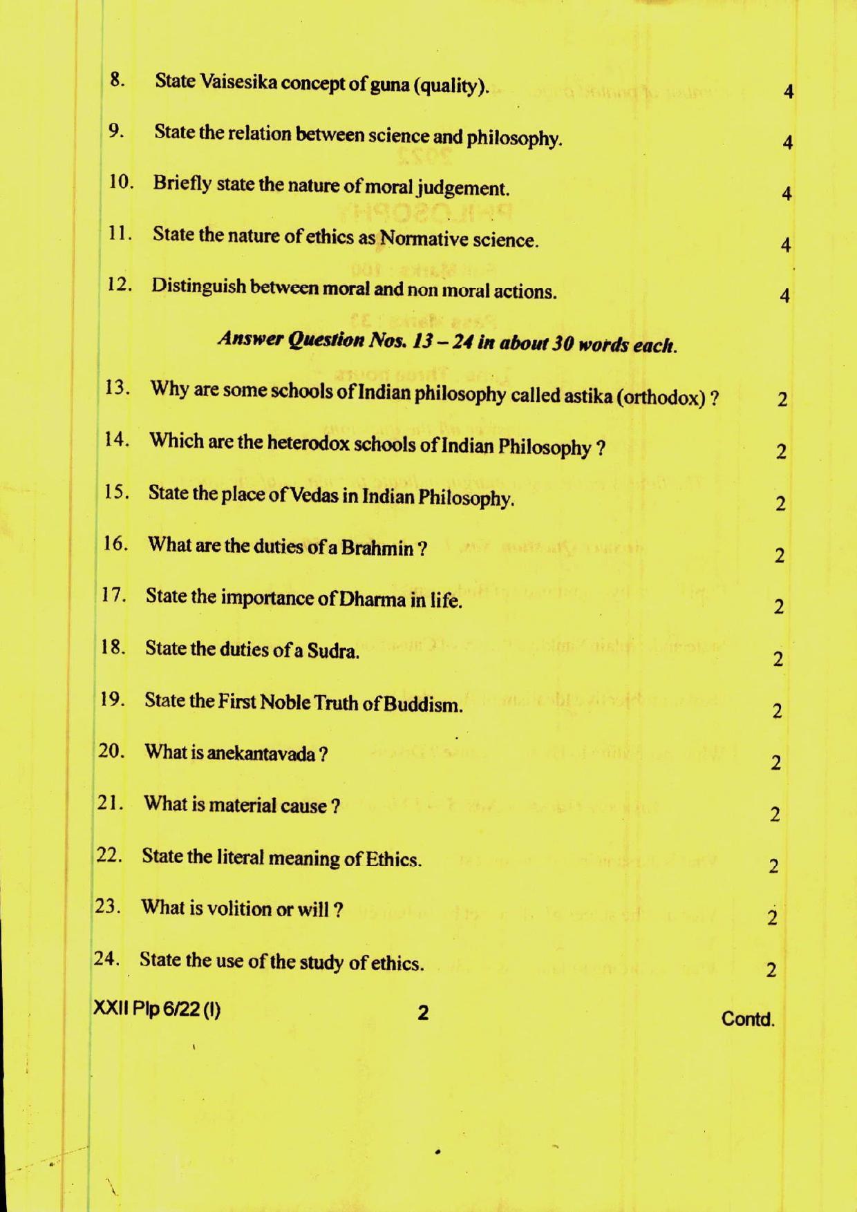 COHSEM 12th Question Papers Improvement 2022 Philosophy - Page 2