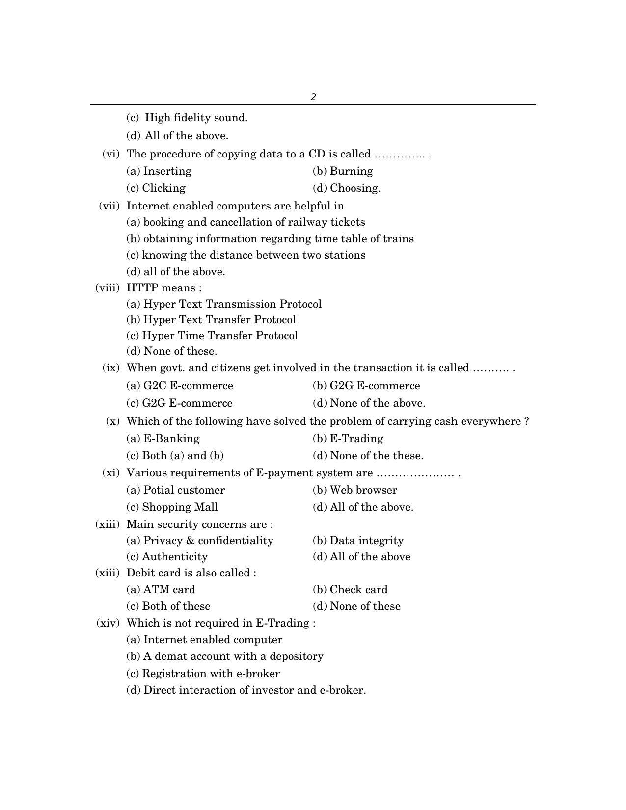 PSEB Class 12 Fundamental Of E-Bussiness Model Papers - Page 2
