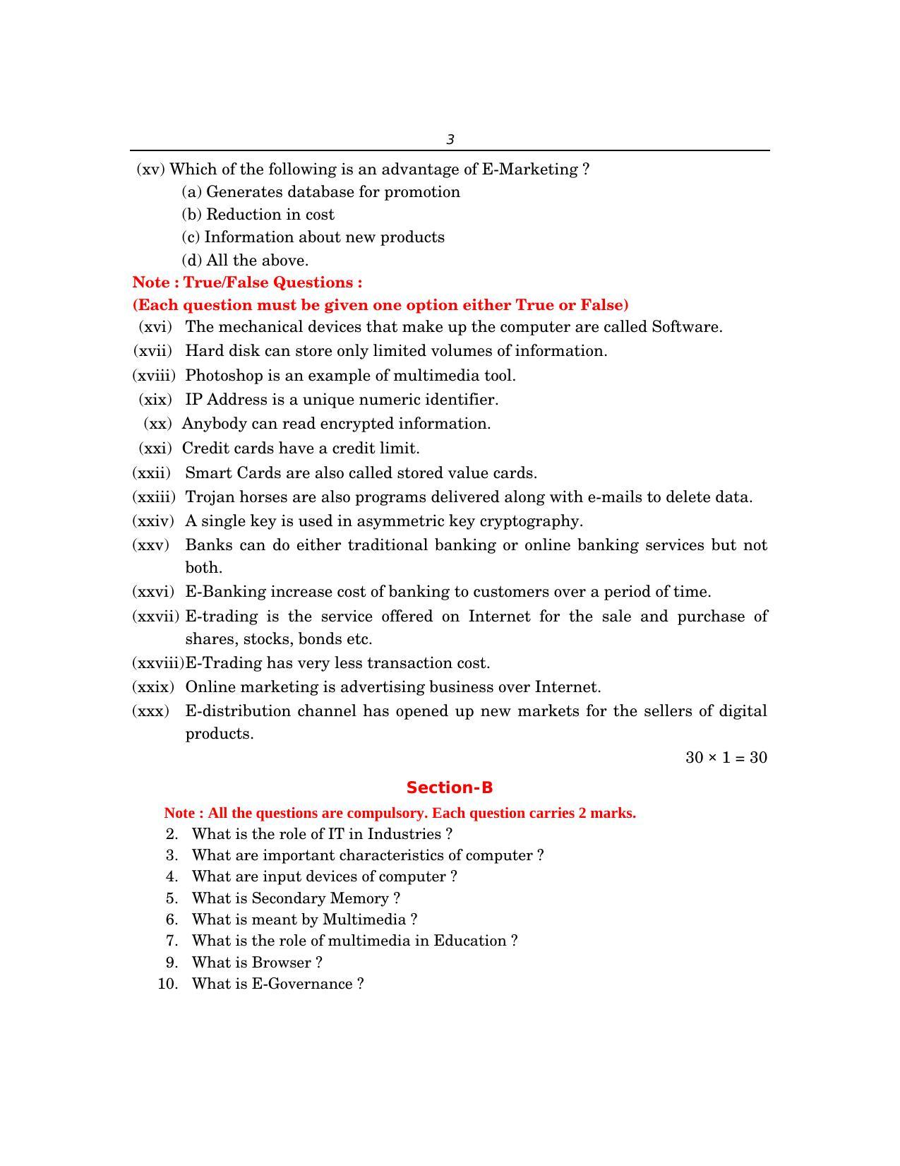 PSEB Class 12 Fundamental Of E-Bussiness Model Papers - Page 3
