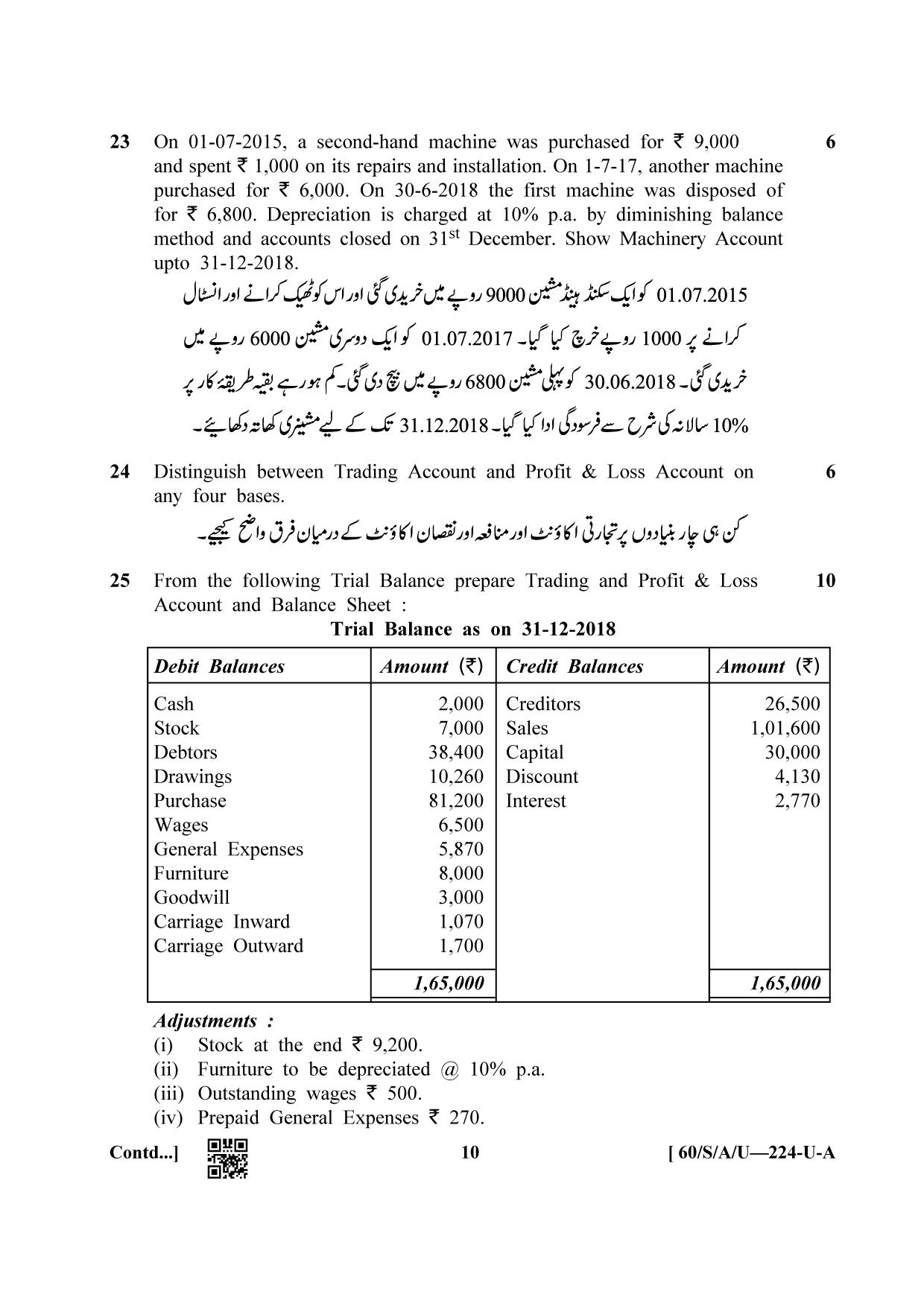 NIOS Jan-Feb 2021 Class 10 Accountancy (Urdu) Question Paper - Page 10