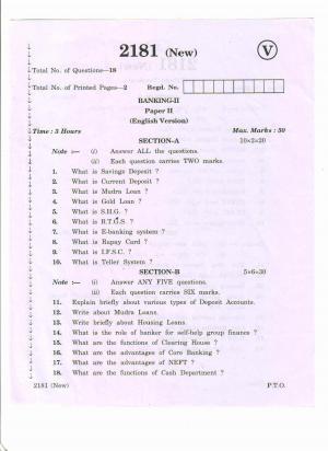 AP Inter 2nd Year Vocational Question Paper March - 2020 - Banking - II (new)