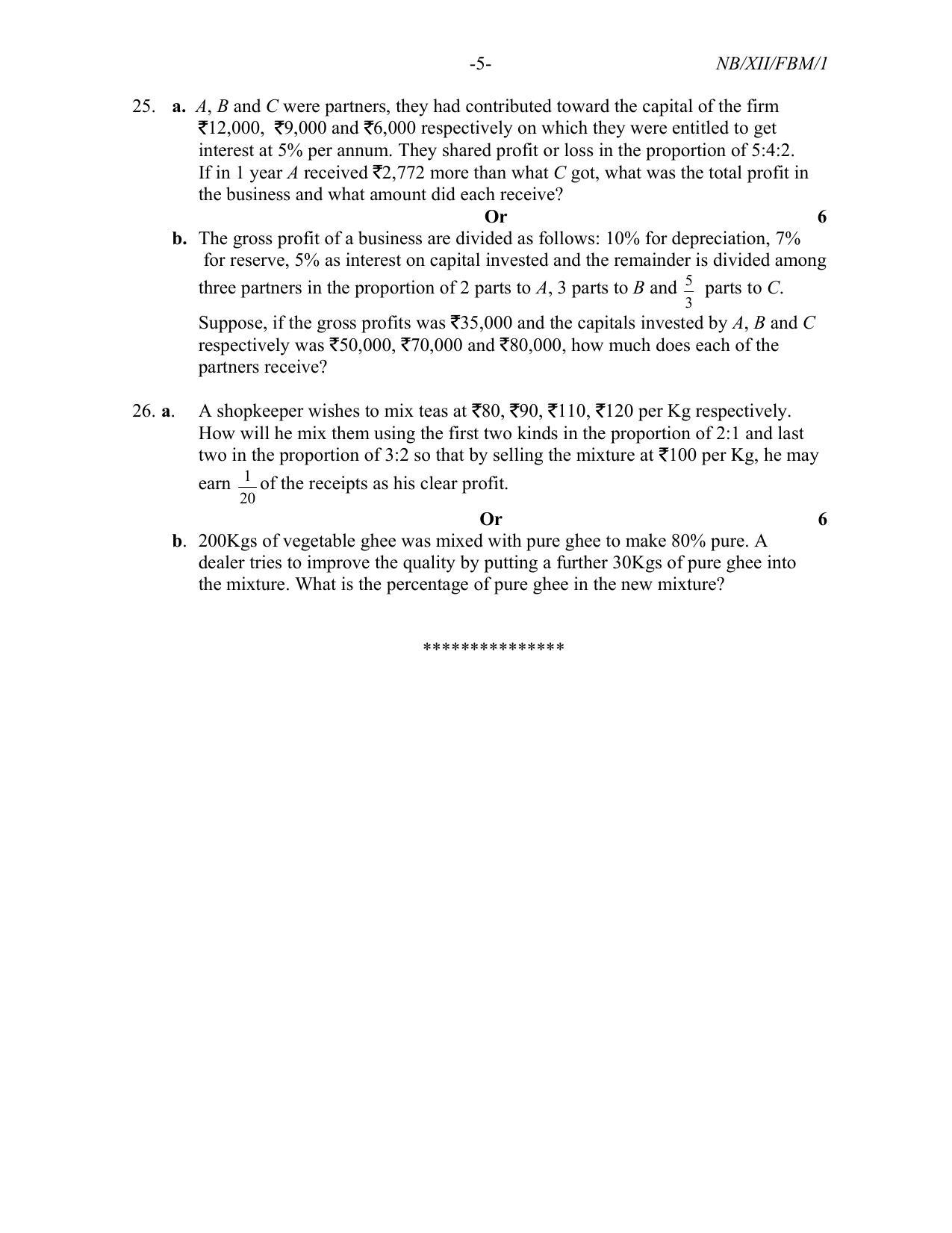 Nagaland Board Class 12 Fundamentals of Business Mathematics 2021 Question Paper - Page 5