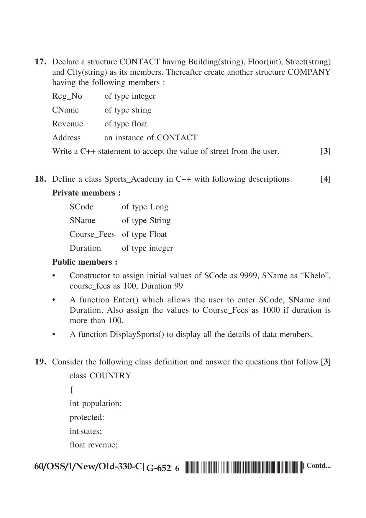 NIOS Jan-Feb 2021 Class 12 Computer Science (SET C) Question Paper - Page 6