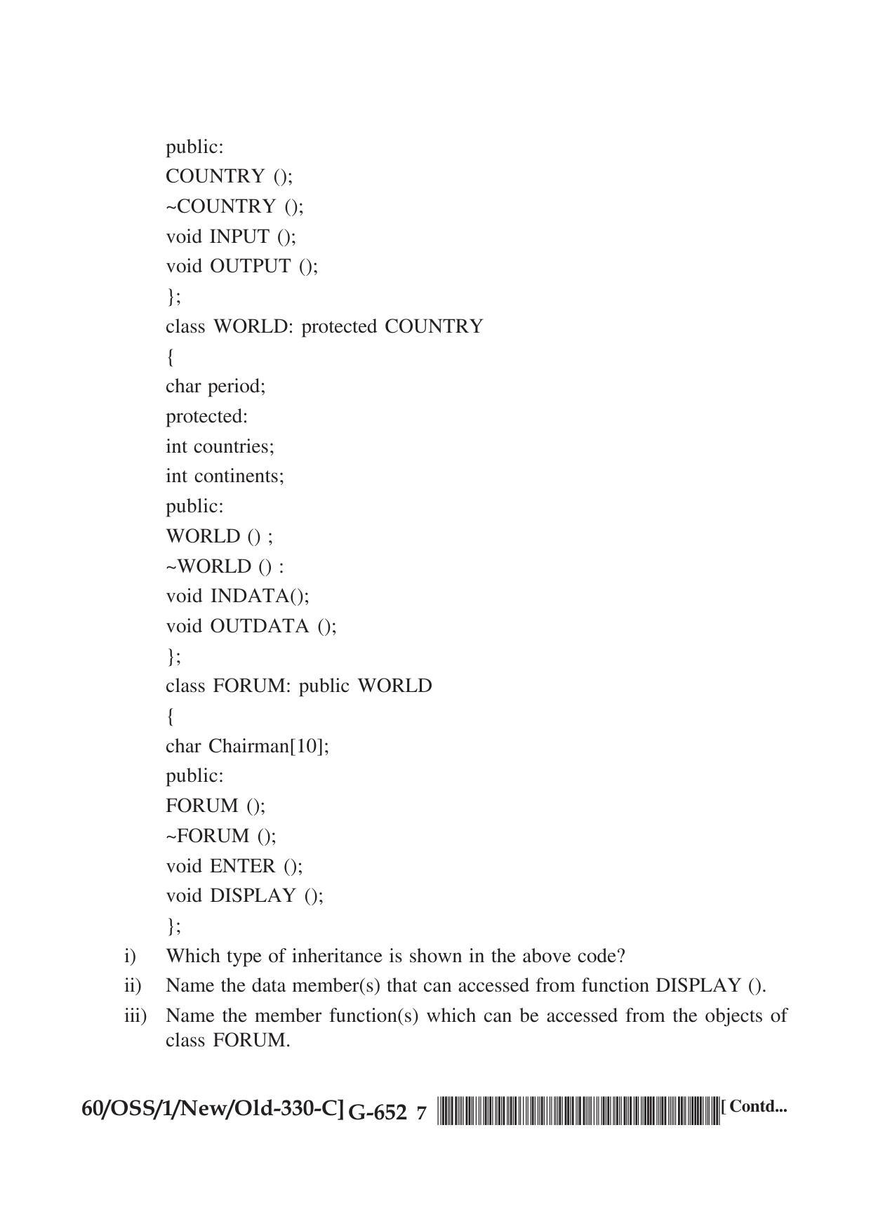 NIOS Jan-Feb 2021 Class 12 Computer Science (SET C) Question Paper - Page 7