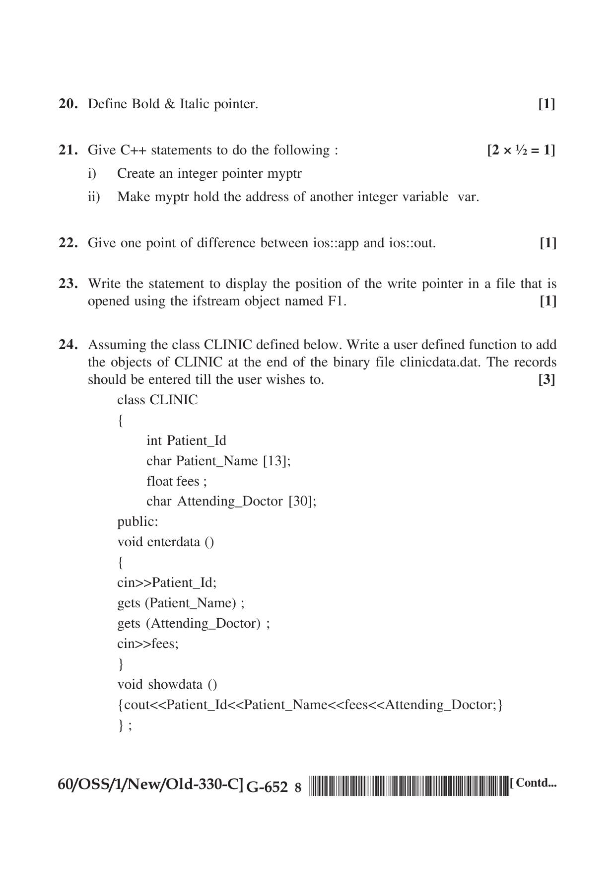 NIOS Jan-Feb 2021 Class 12 Computer Science (SET C) Question Paper - Page 8