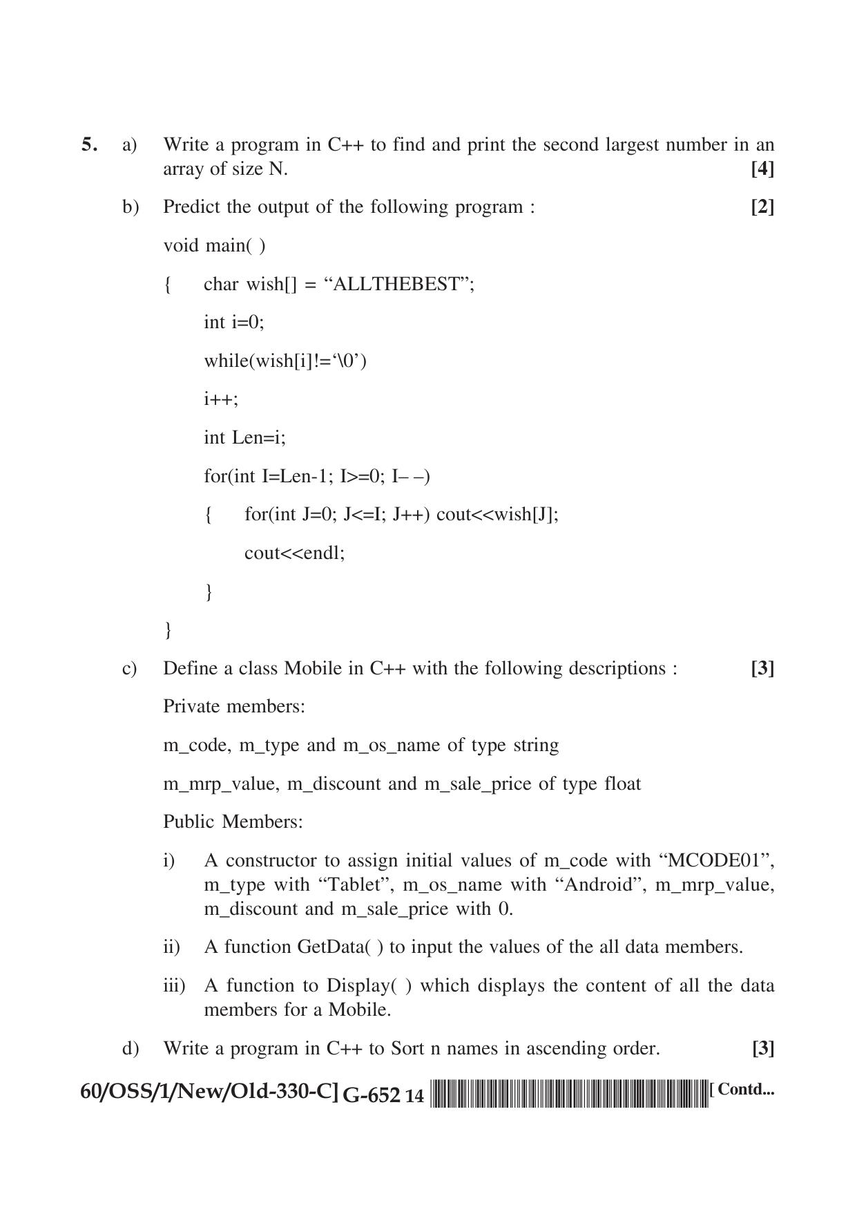 NIOS Jan-Feb 2021 Class 12 Computer Science (SET C) Question Paper - Page 14