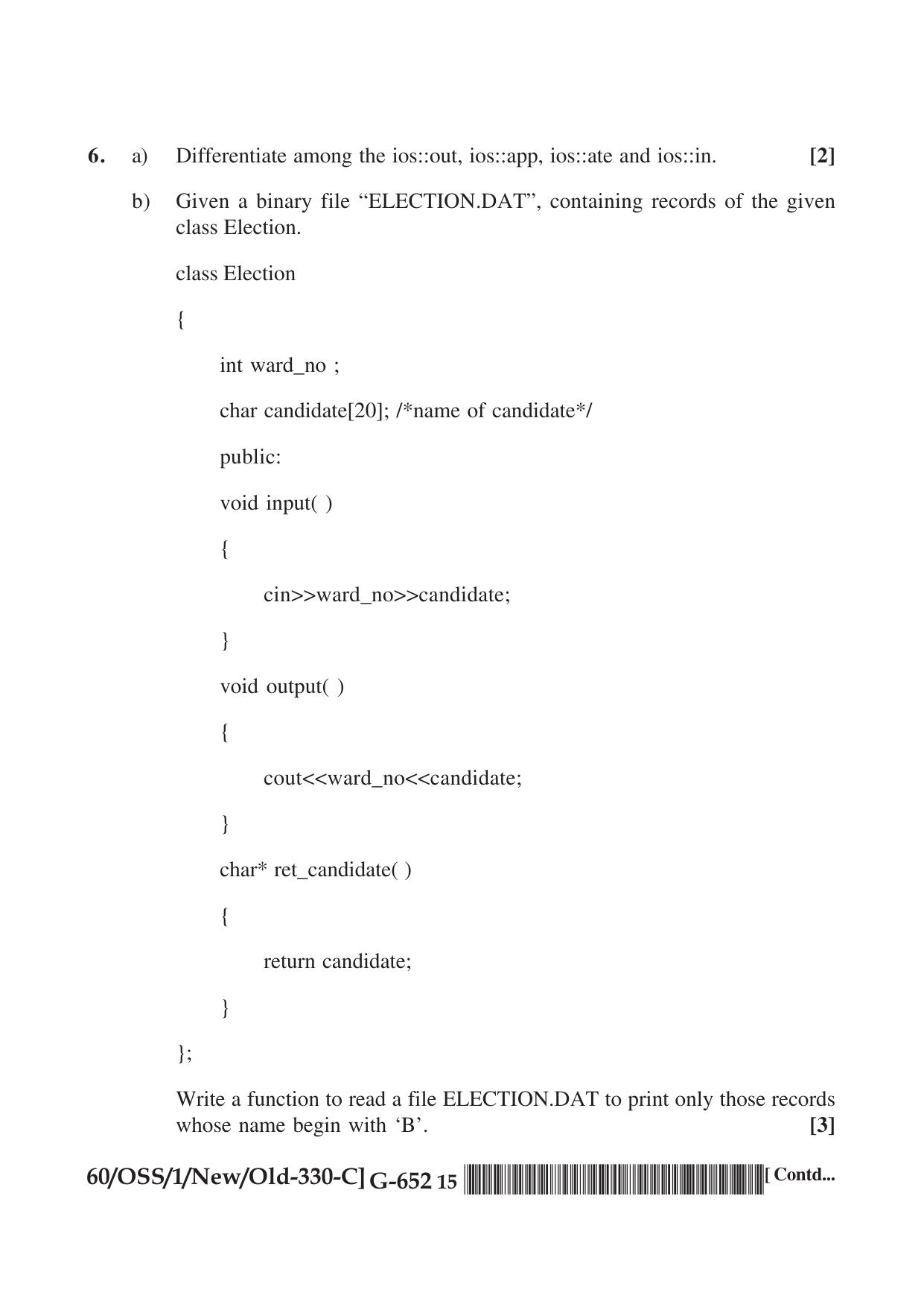 NIOS Jan-Feb 2021 Class 12 Computer Science (SET C) Question Paper - Page 15