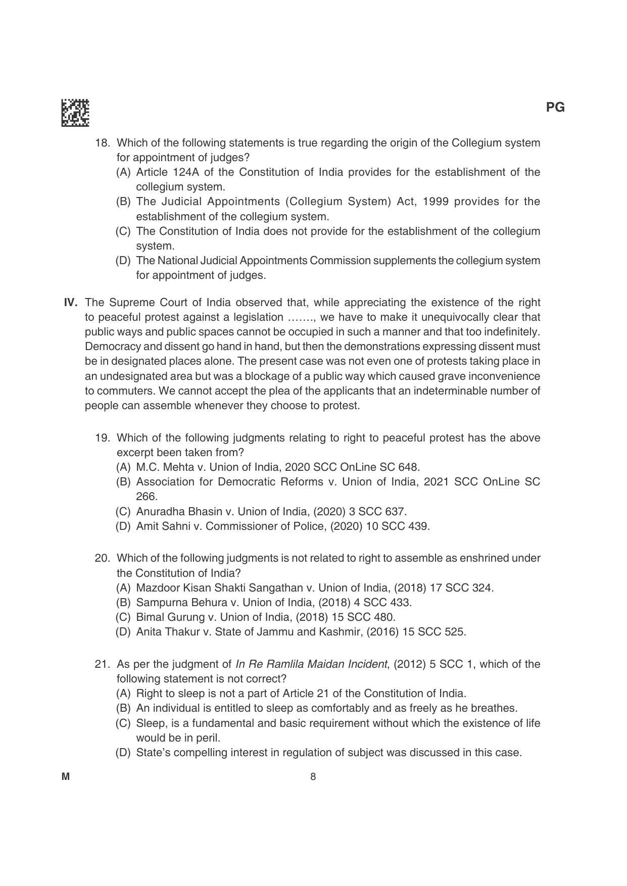 CLAT 2022 PG Question Papers - Page 8