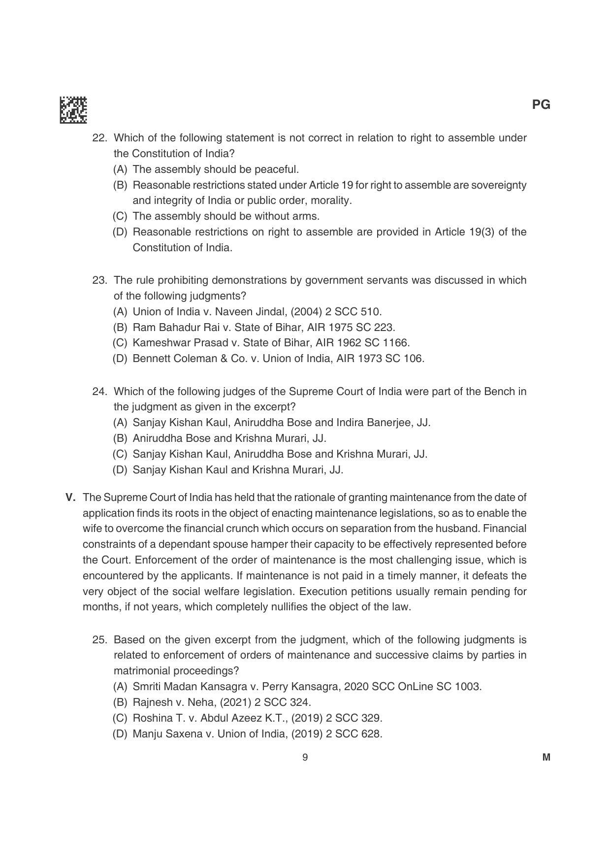 CLAT 2022 PG Question Papers - Page 9