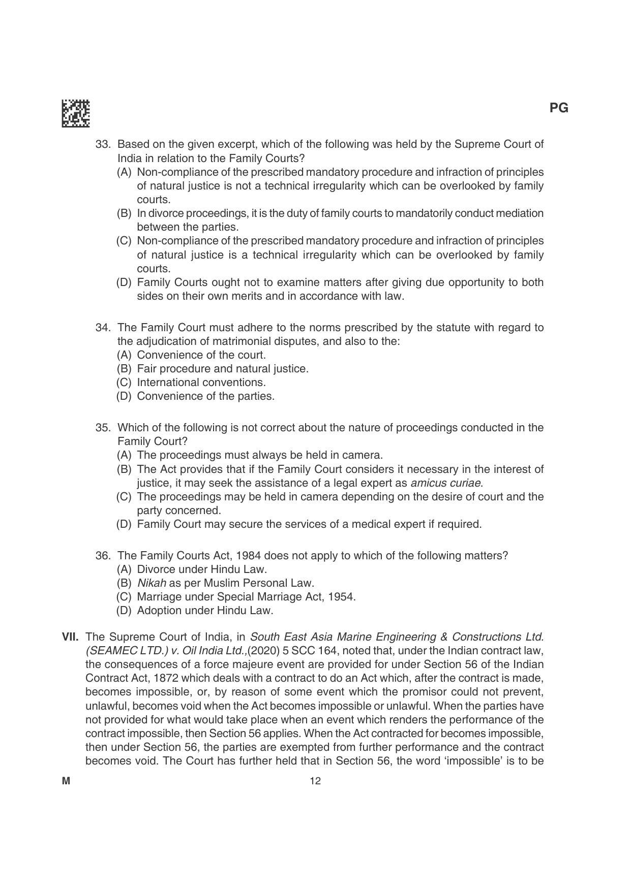 CLAT 2022 PG Question Papers - Page 12